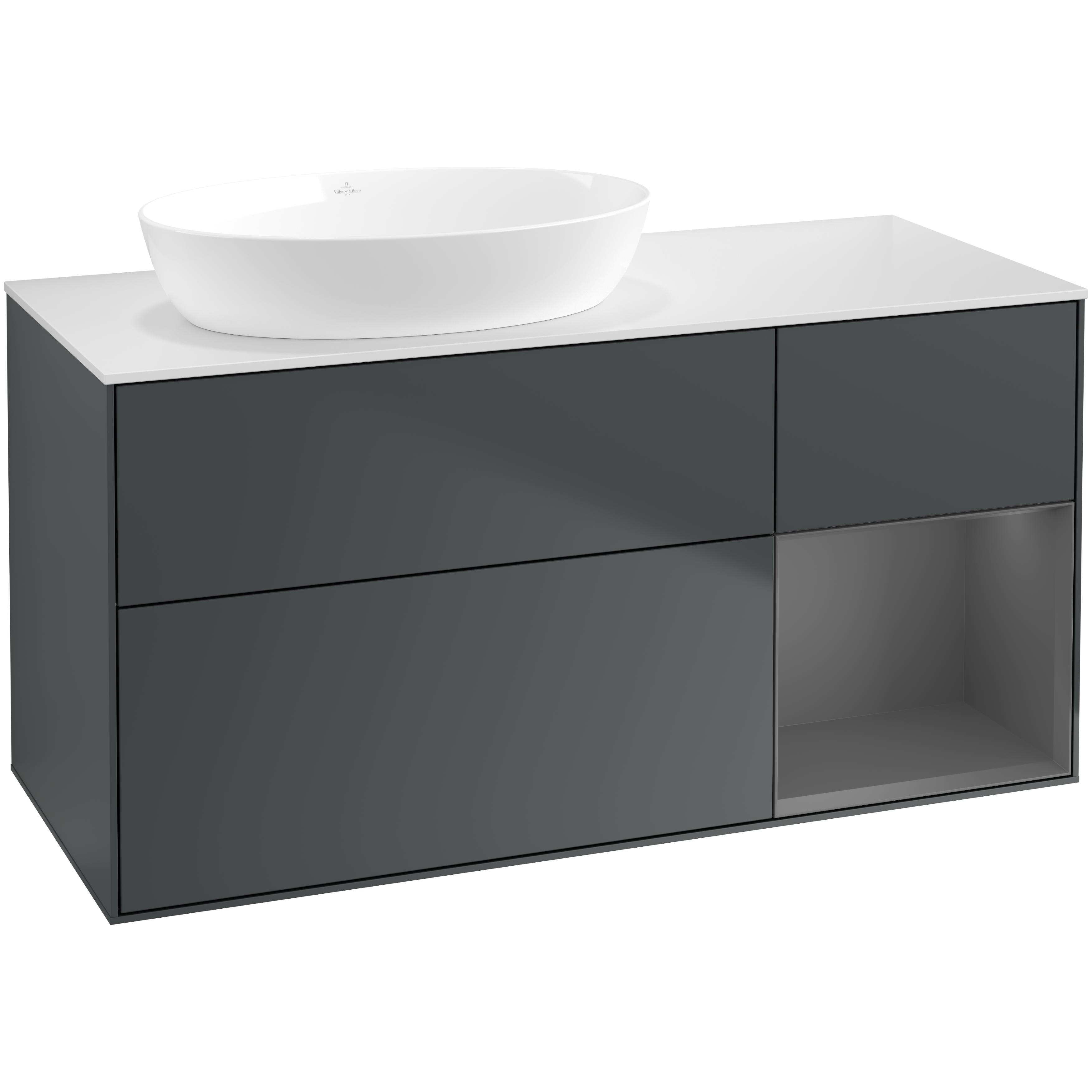 Tvättställsskåp Villeroy & Boch Finion med 3 Lådor Hylla och Bänkskiva för Ocentrerat Tvättställ från Artis & Collaro