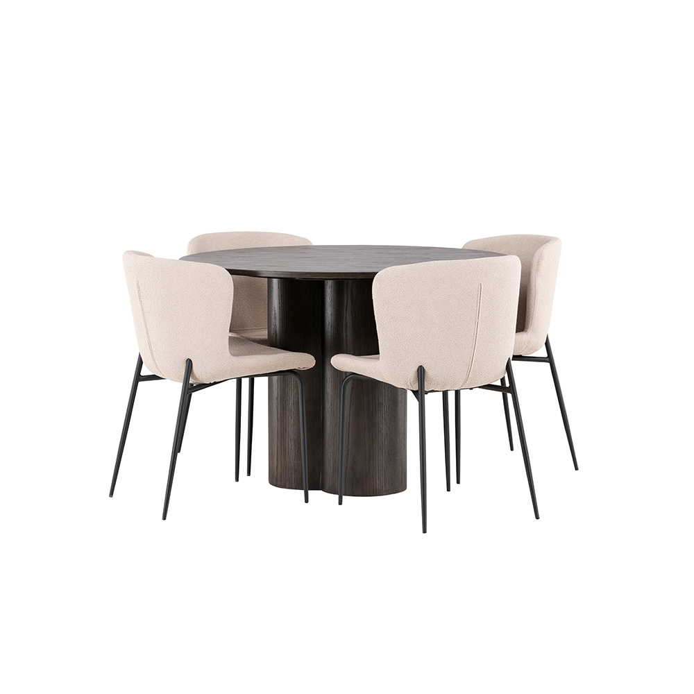 Spisegruppe Venture Home Olivia Ø 110 cm med 4 Modesto Stoler