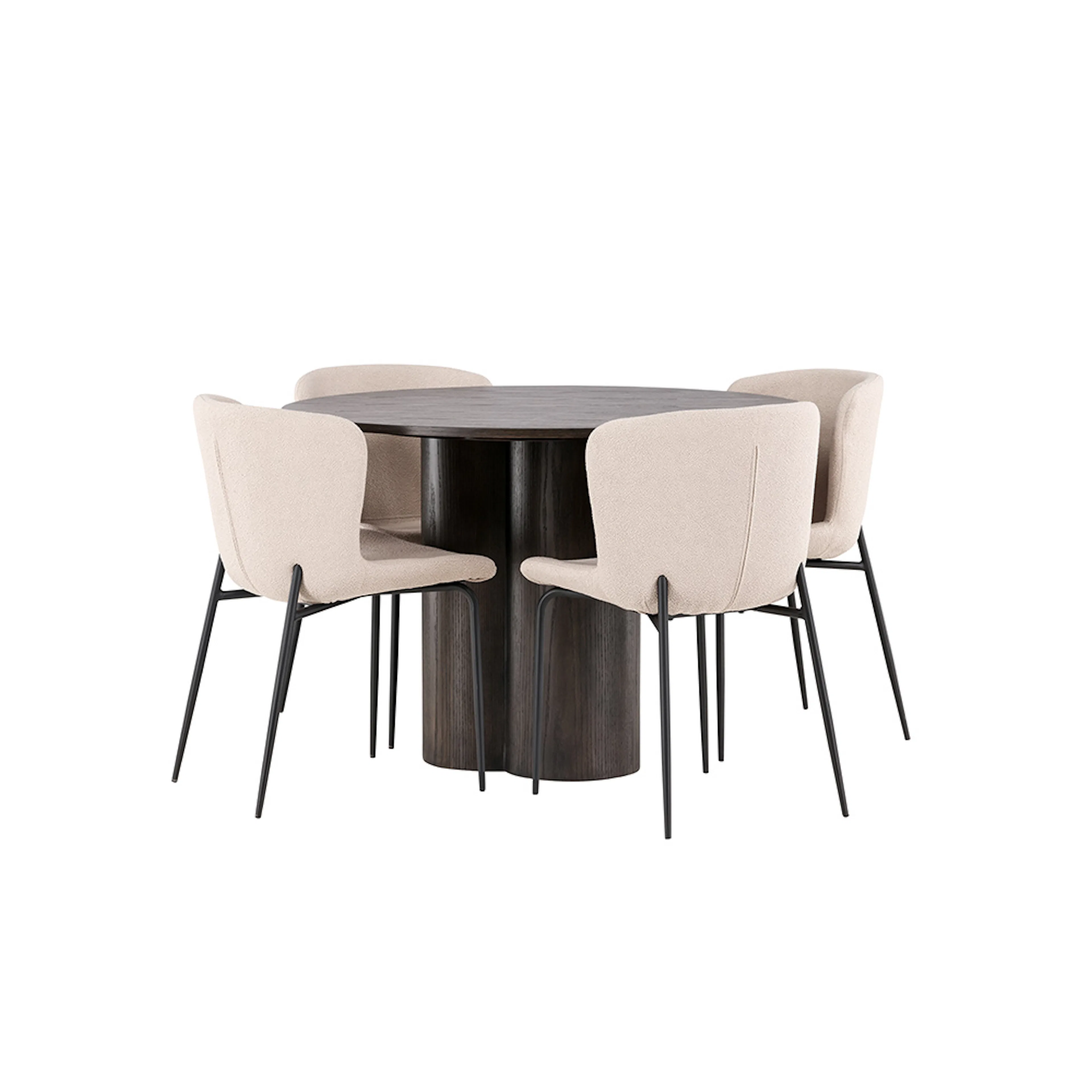 Spisegruppe Venture Home Olivia Ø 110 cm med 4 Modesto Stoler