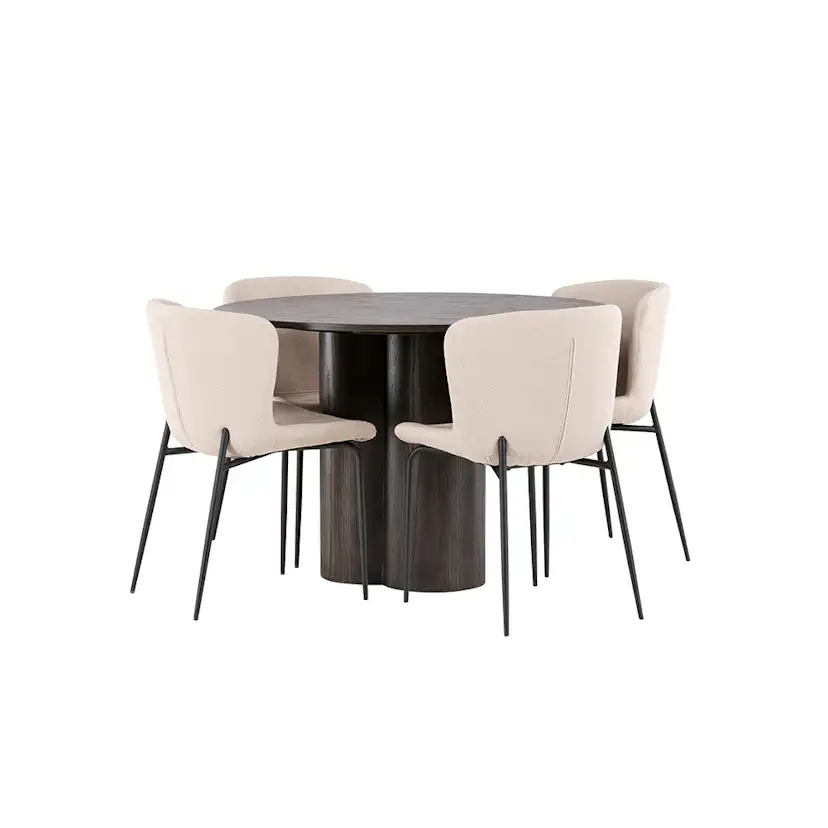 Spisegruppe Venture Home Olivia Ø 110 cm med 4 Modesto Stoler