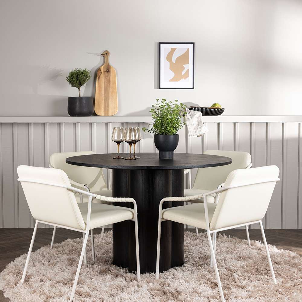 Spisegruppe Venture Home Olivia Ø110 cm med 4 stk Tvist Stoler