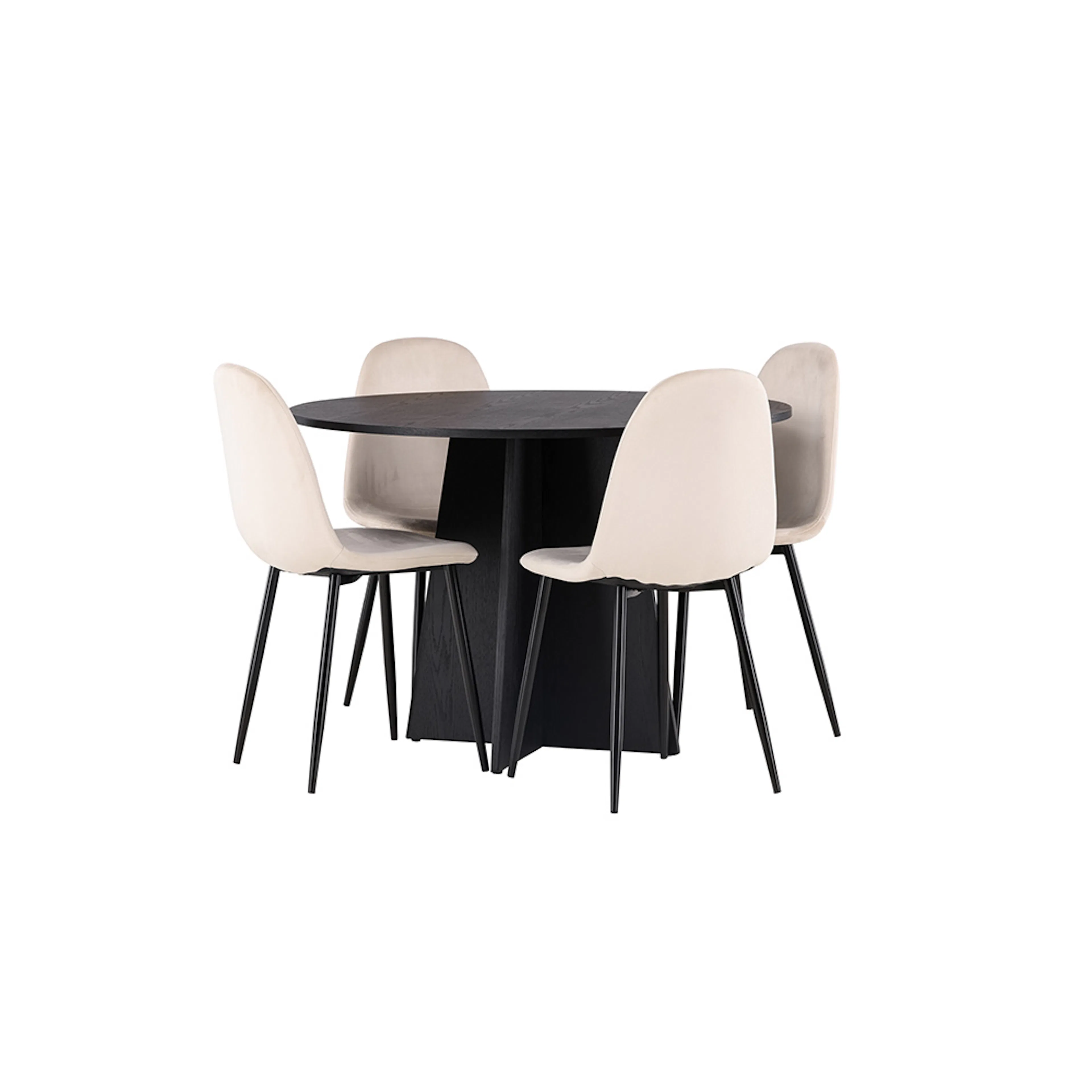 Spisegruppe Venture Home Bootcut Ø110 cm med 4 Polar Stoler Fløyel