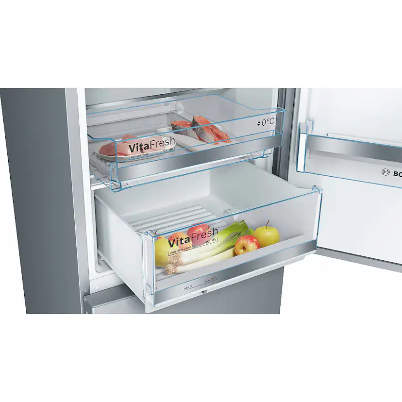 Frittstående Kjøleskap/Fryser Bosch Serie 6 KGE398IBP Rustfri med To Kjølesystem for Optimal Nedkjøling