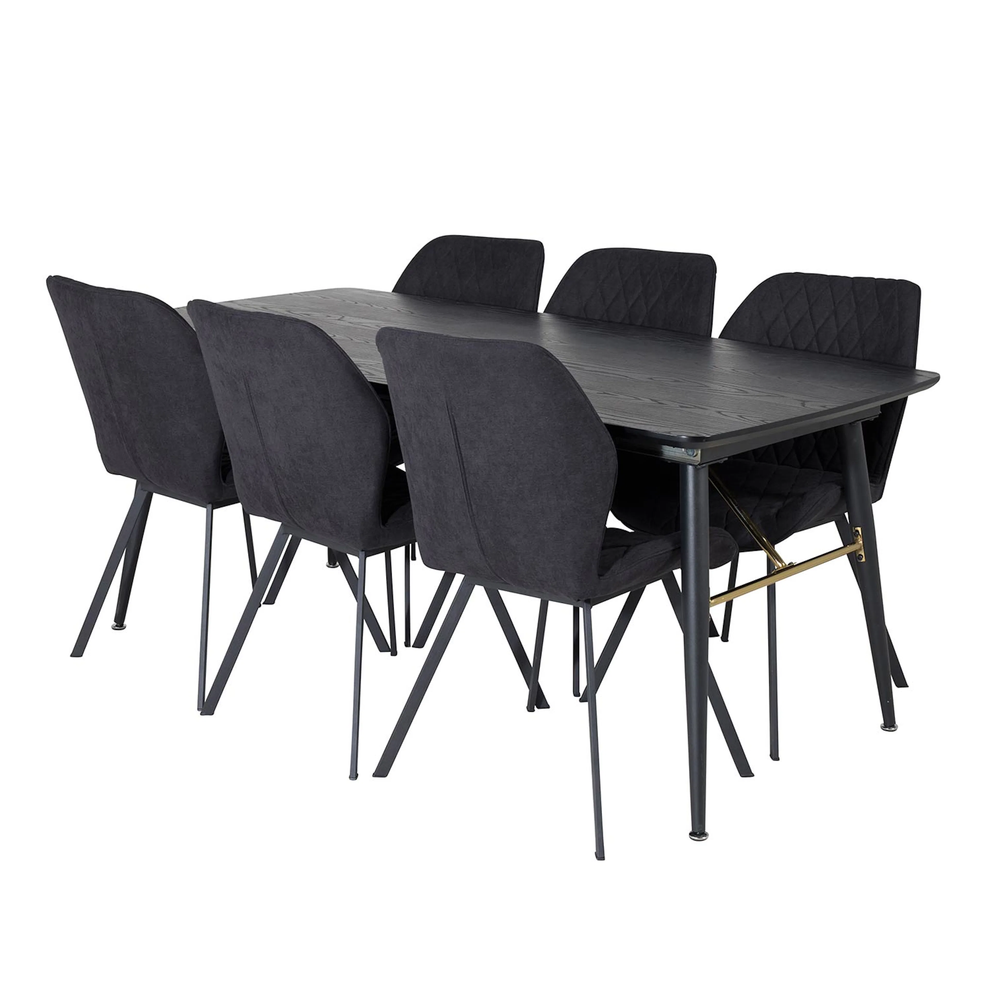 Gold Extention table -Black Veneer+GemmaChair - - Black _6 Sort/Sort