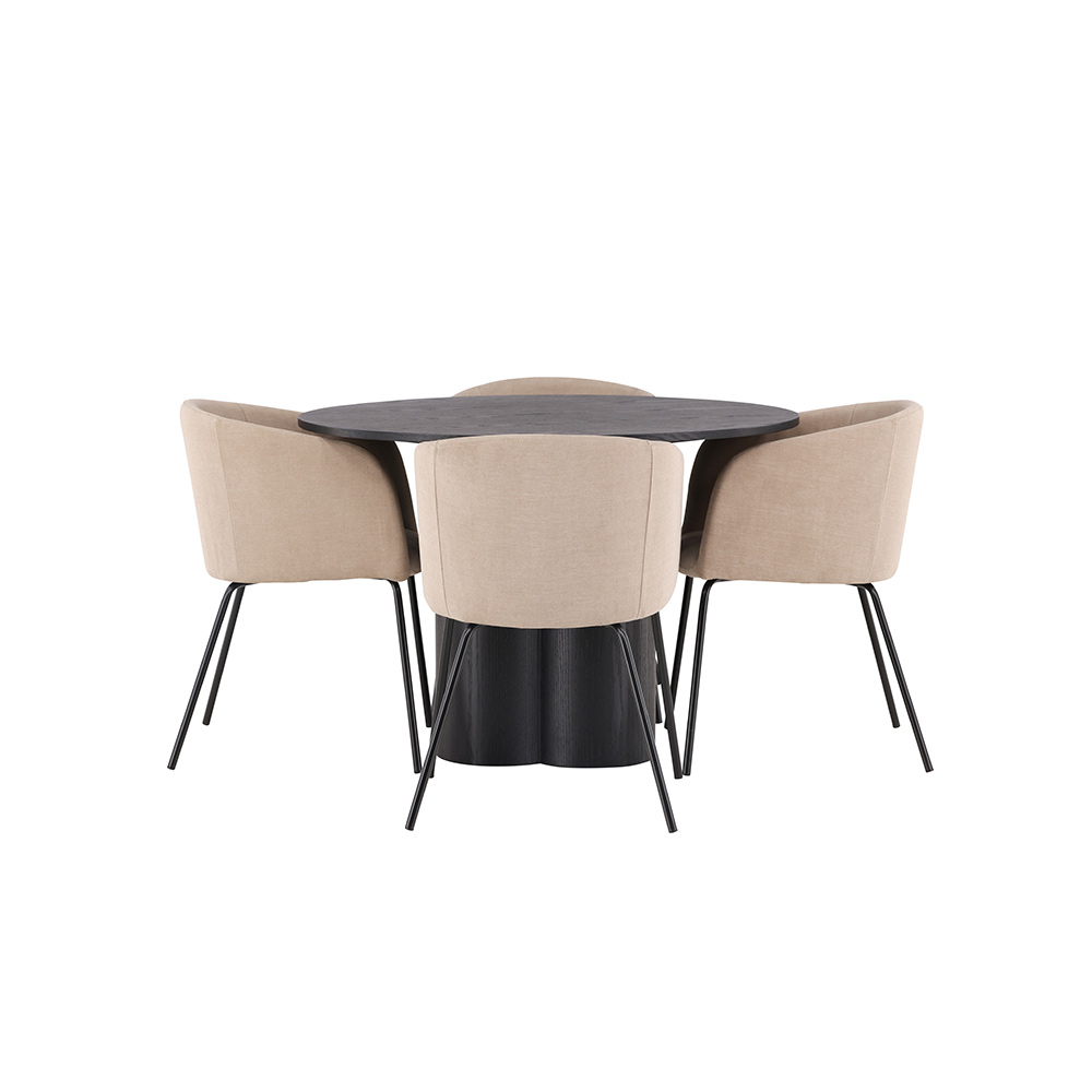 Spisegruppe Venture Home Olivia Ø 110 cm med 4 Berit Stoler