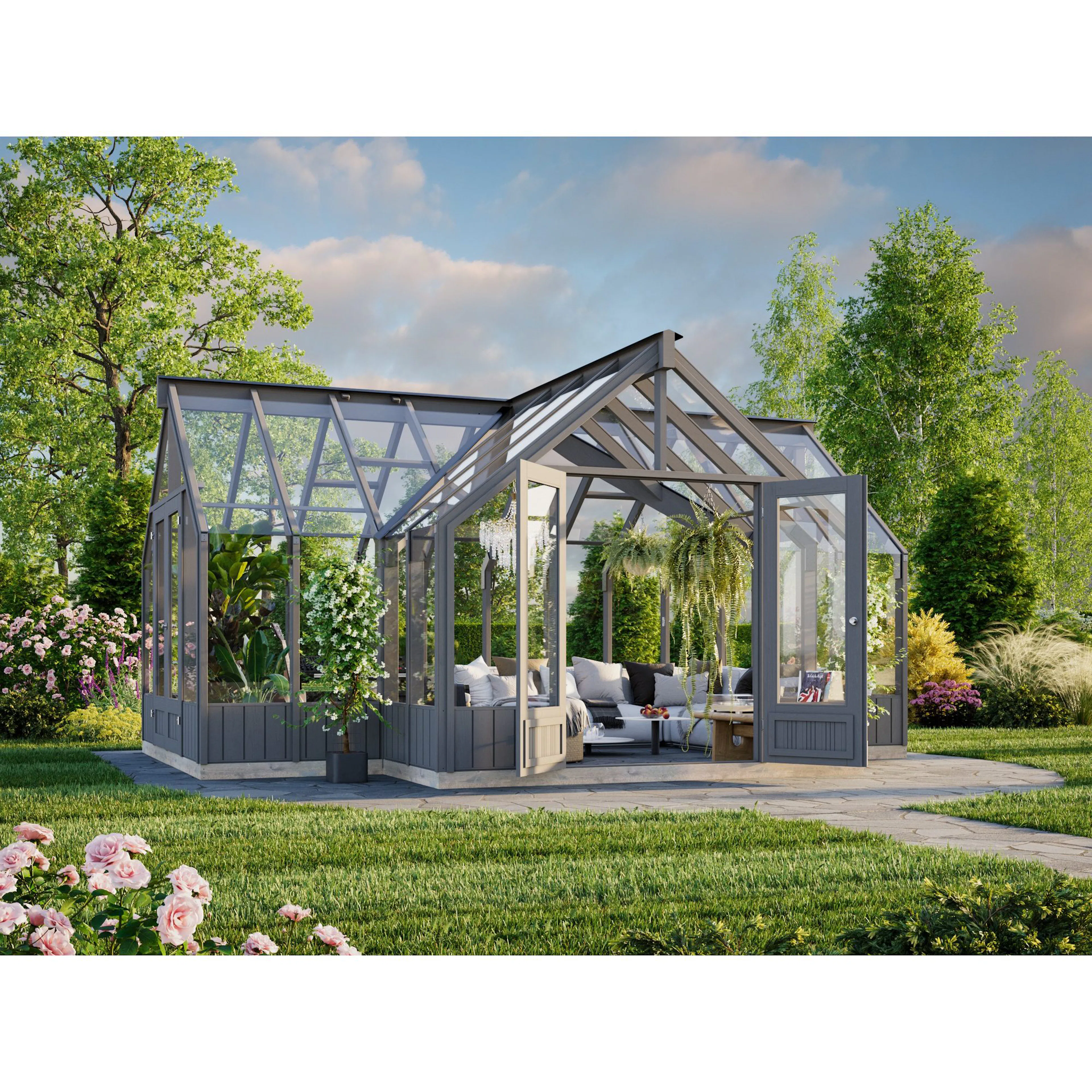 Drivhus Palmako Emilia 19,1 M2 Gråmalt
