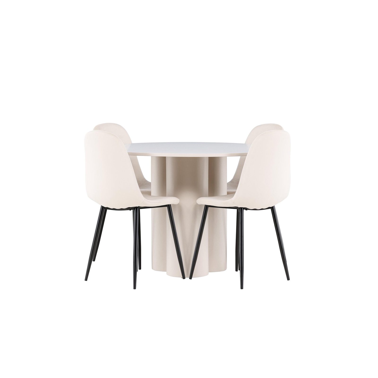 Spisegruppe Venture Home Olivia Ø110 med 4 stk Polar Stoler Fløyel