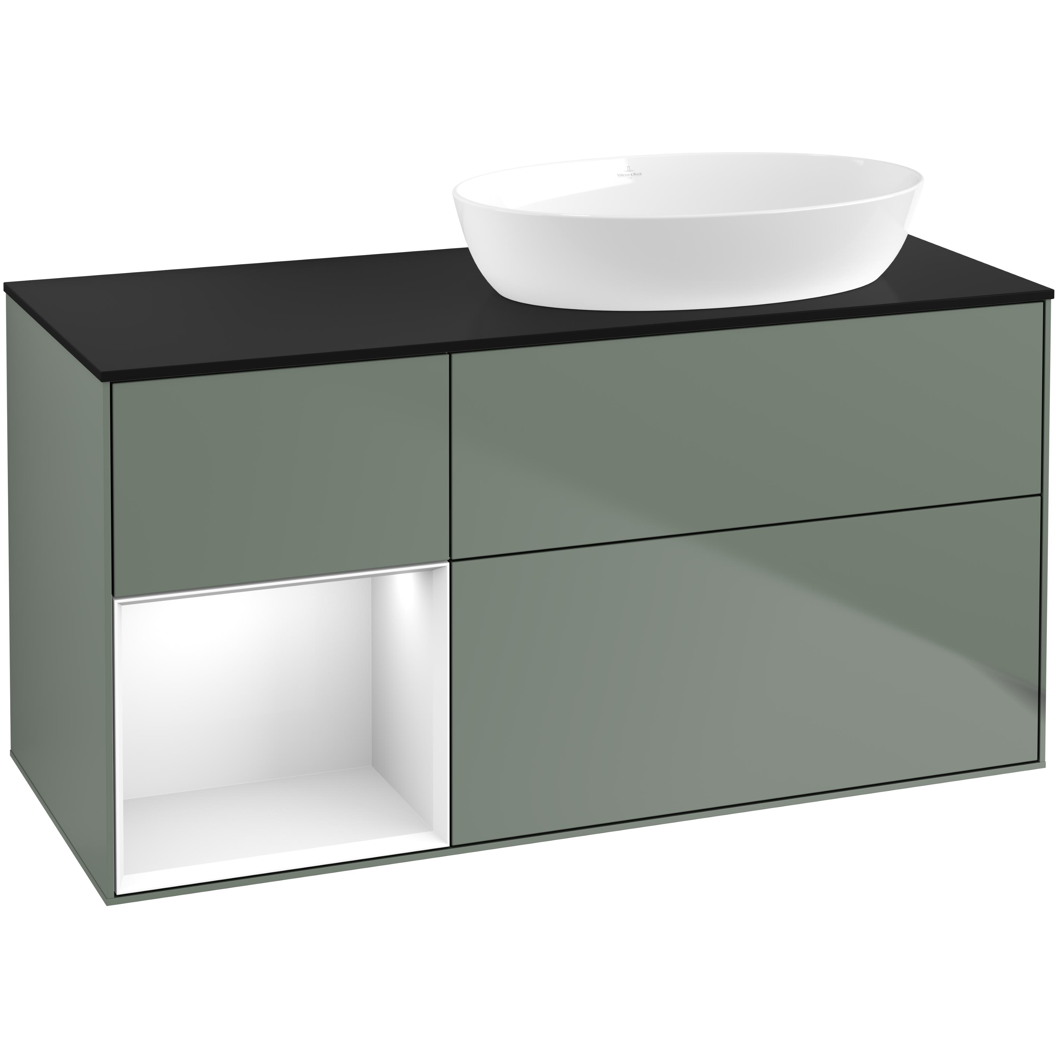 Tvättställsskåp Villeroy & Boch Finion med 3 Lådor Hylla och Bänkskiva för Ocentrerat Tvättställ från Artis & Collaro