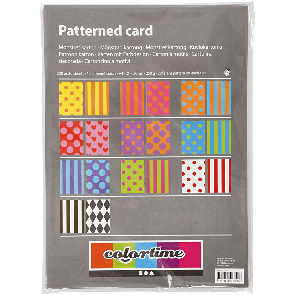 Mønstret Kartong Creativ Company Ass Farger A4 210x297 mm 1 Pk