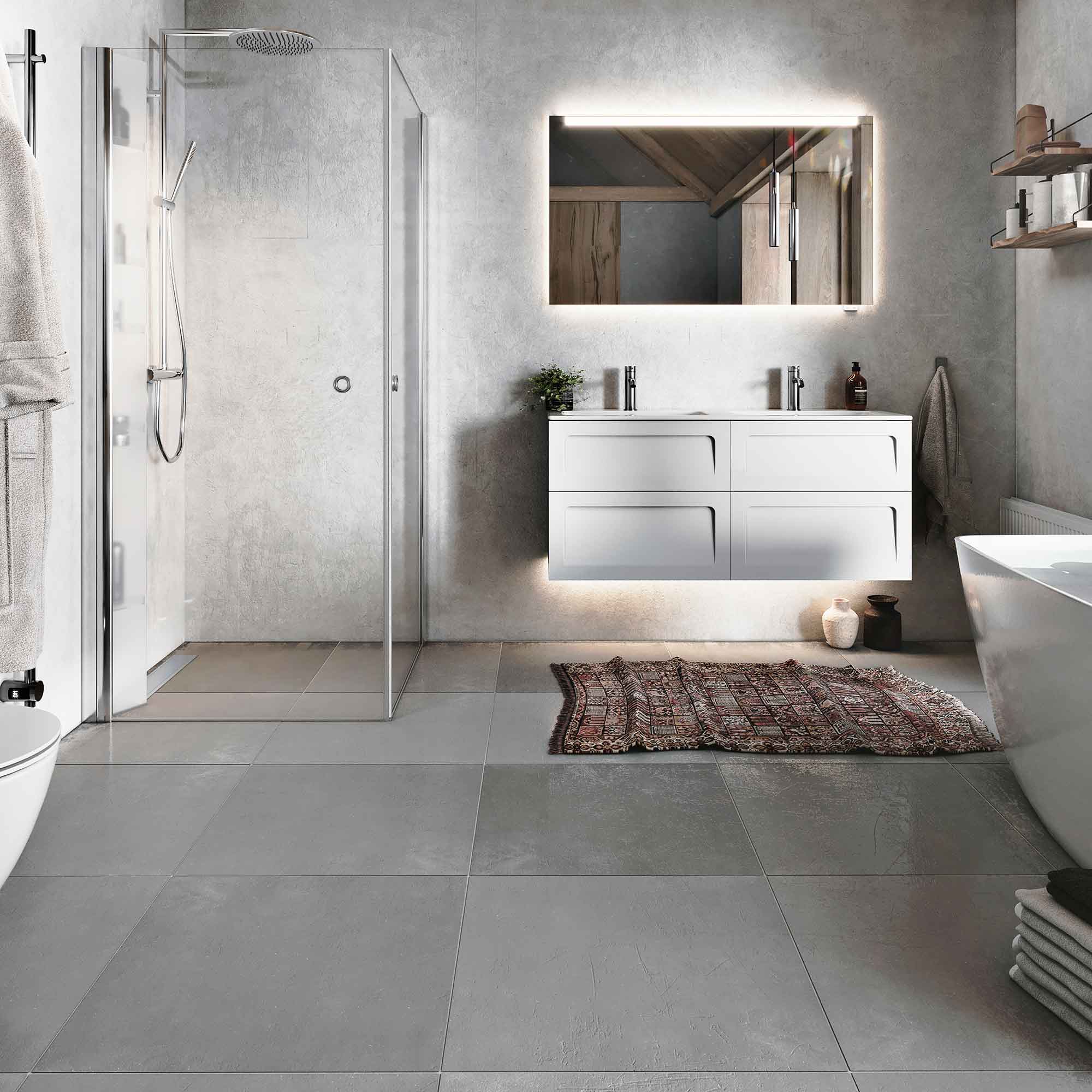 Spirit Rak 90x90 Bl Kl 900x900x1970 mm, Krom, Klart Glass med Knott