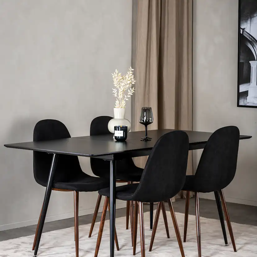Spisegruppe Venture Home Silvia med Innleggsplate og 4 Pobbie Stoler