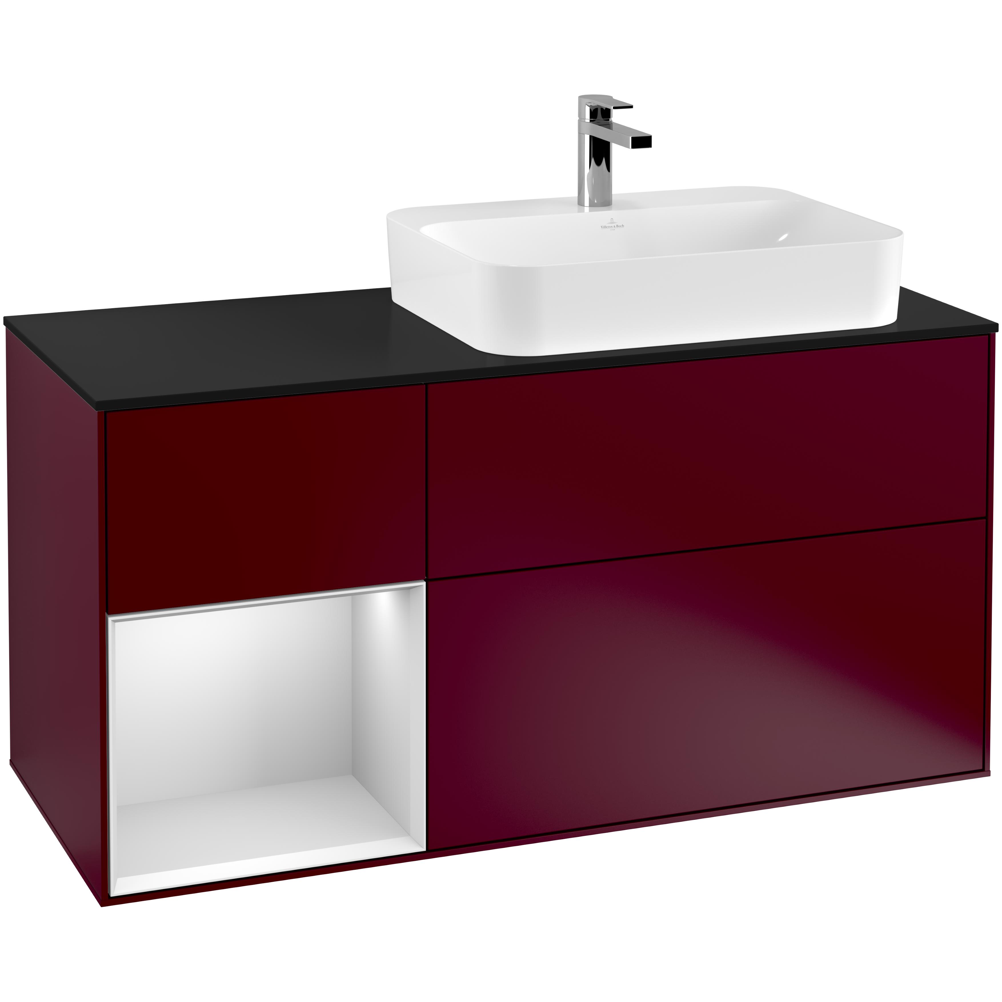Tvättställsskåp Villeroy & Boch Finion med 3 Lådor Hylla och Bänkskiva för Ocentrerat Ytmonterat Tvättställ | badrum - badrumsmobler - tvattstallsskap-och-kommod | KakelKungen