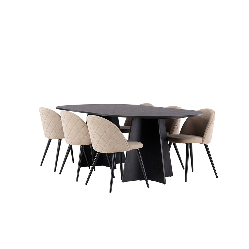 Spisegruppe Venture Home Bootcut Oval med 6 Velvet Stoler