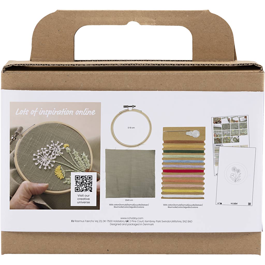Brodering Creativ Company Mini DIY Kit Matt Grønn Broderiramme
