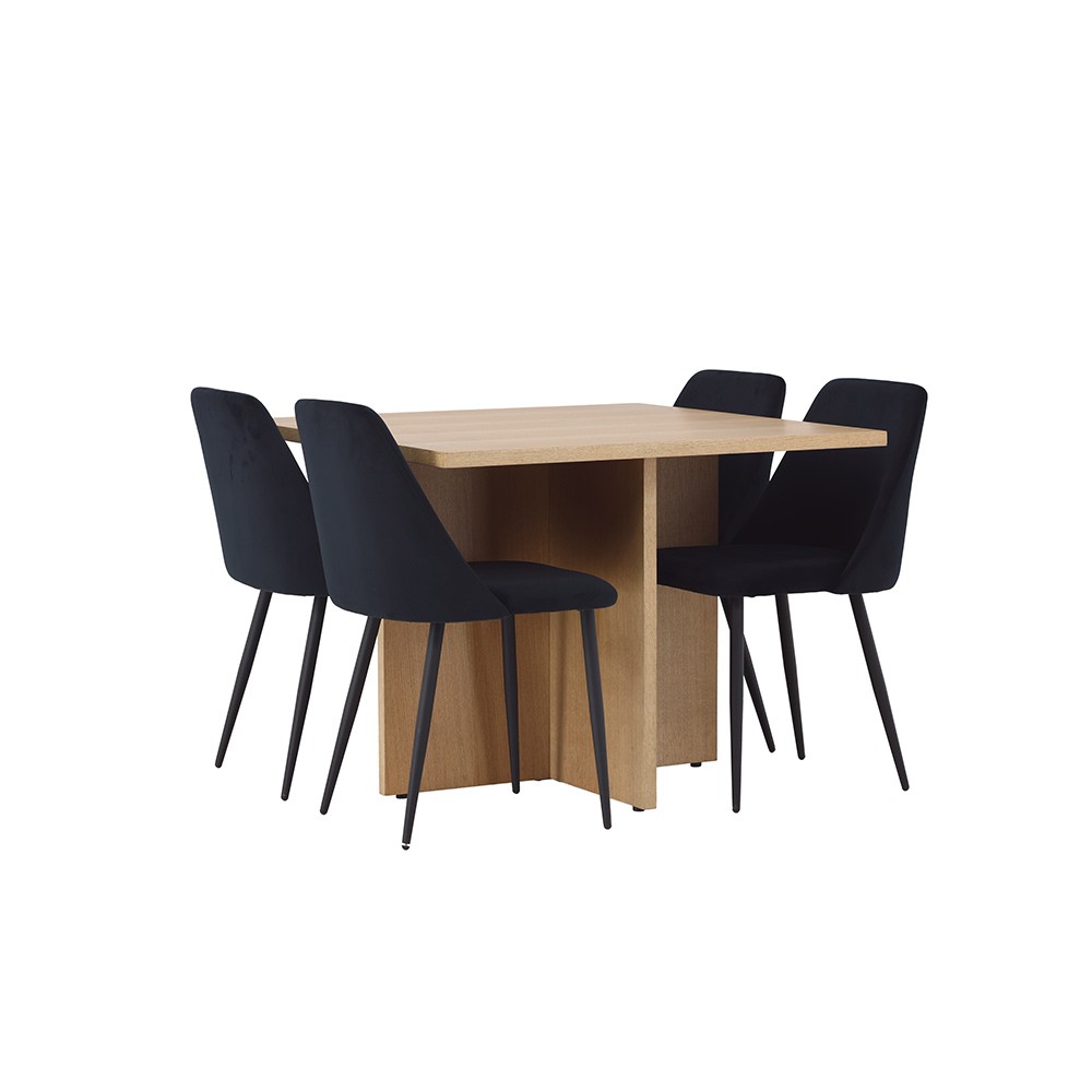 Spisegruppe Venture Home Leo med 4 Night Fløyel Stoler