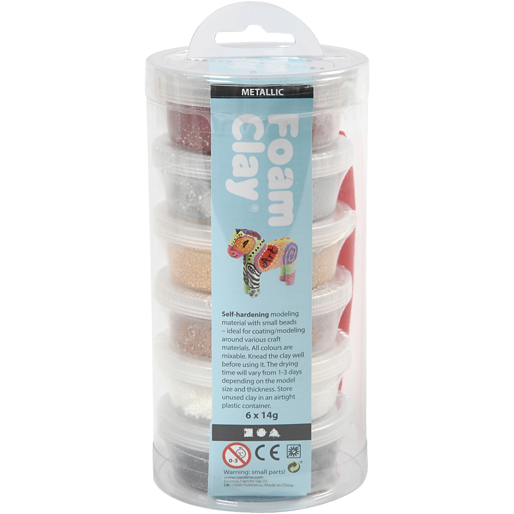 Foam Clay Creativ Company Ass Dempede farger Metallic 6x14 g/1 Pk