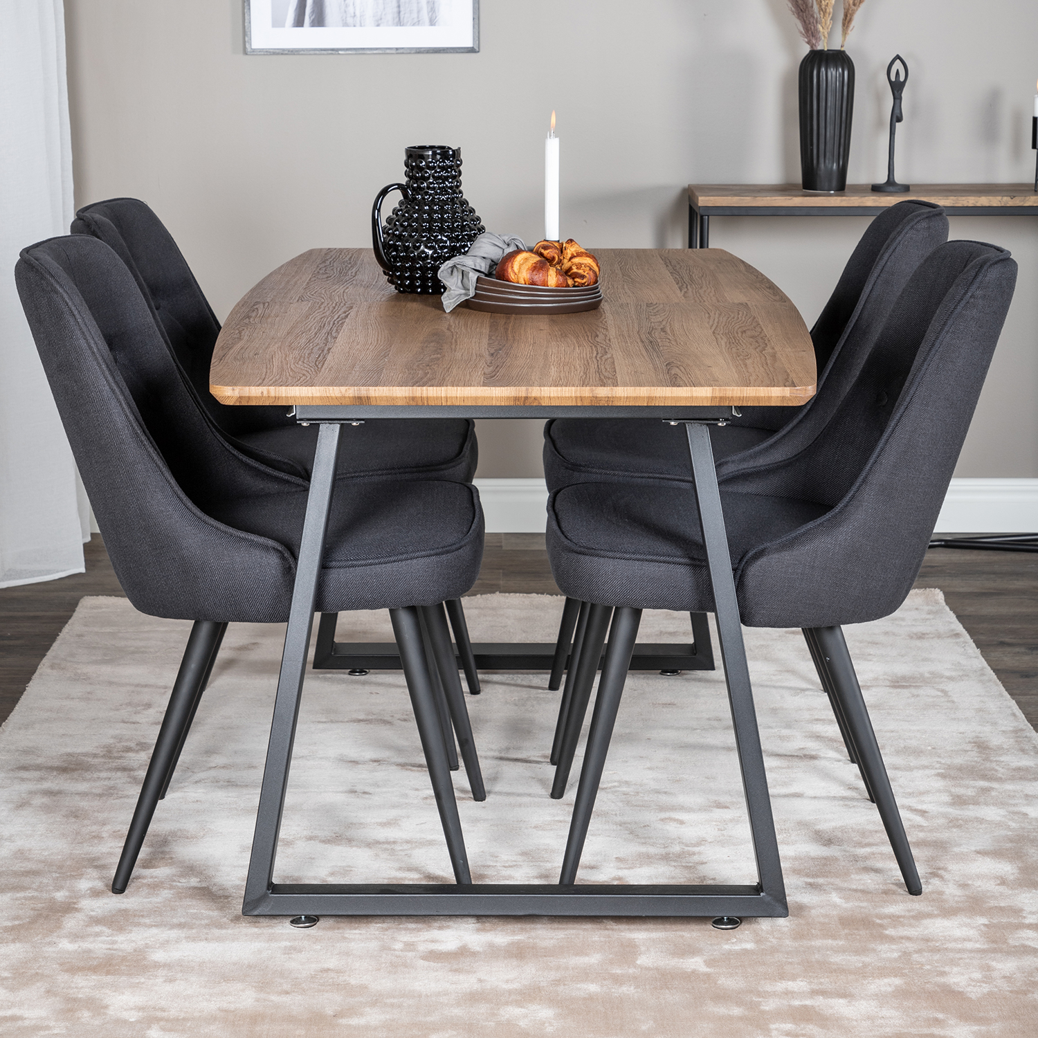 Spisegruppe Venture Home Ina med 4 Vera Stoler Polyester