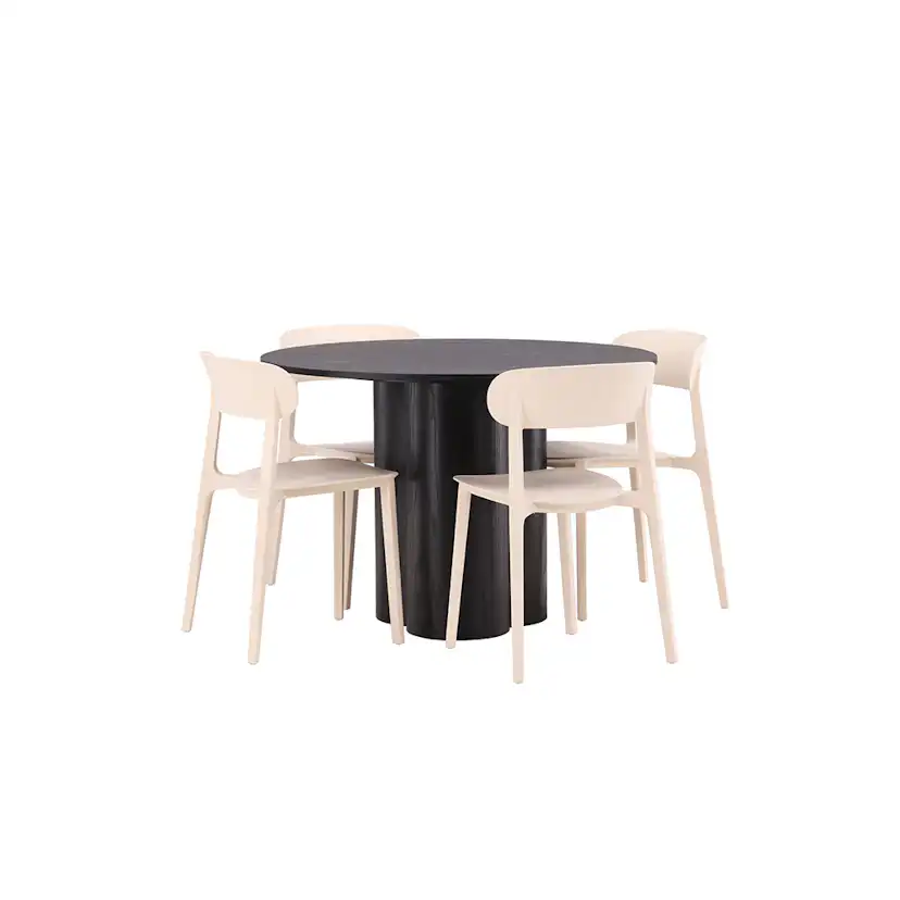 Spisegruppe Venture Home Olivia Ø 110 cm med 4 Åstol Stoler