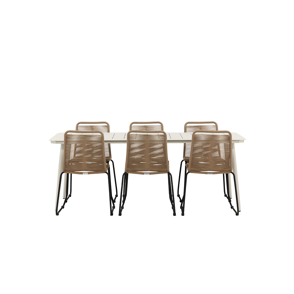 Spisegruppe Venture Home Lina med 6 Black Stoler