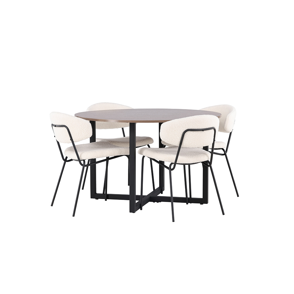 Spisegruppe Venture Home Durango Ø 120 cm med 4 Chico Stoler
