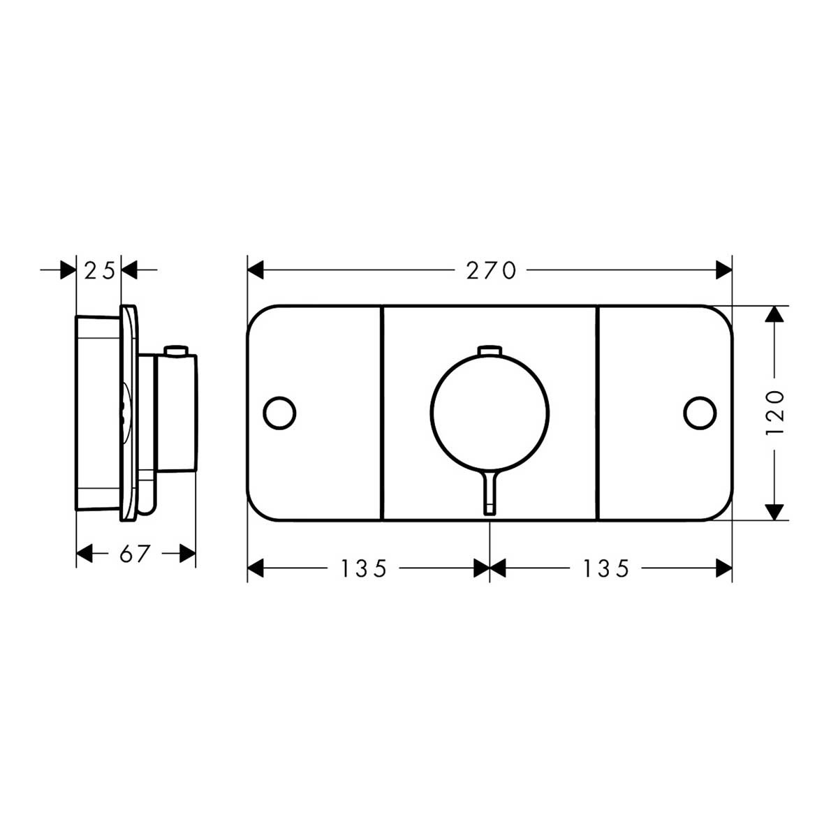 Termostatmodul Axor One for Innbygging