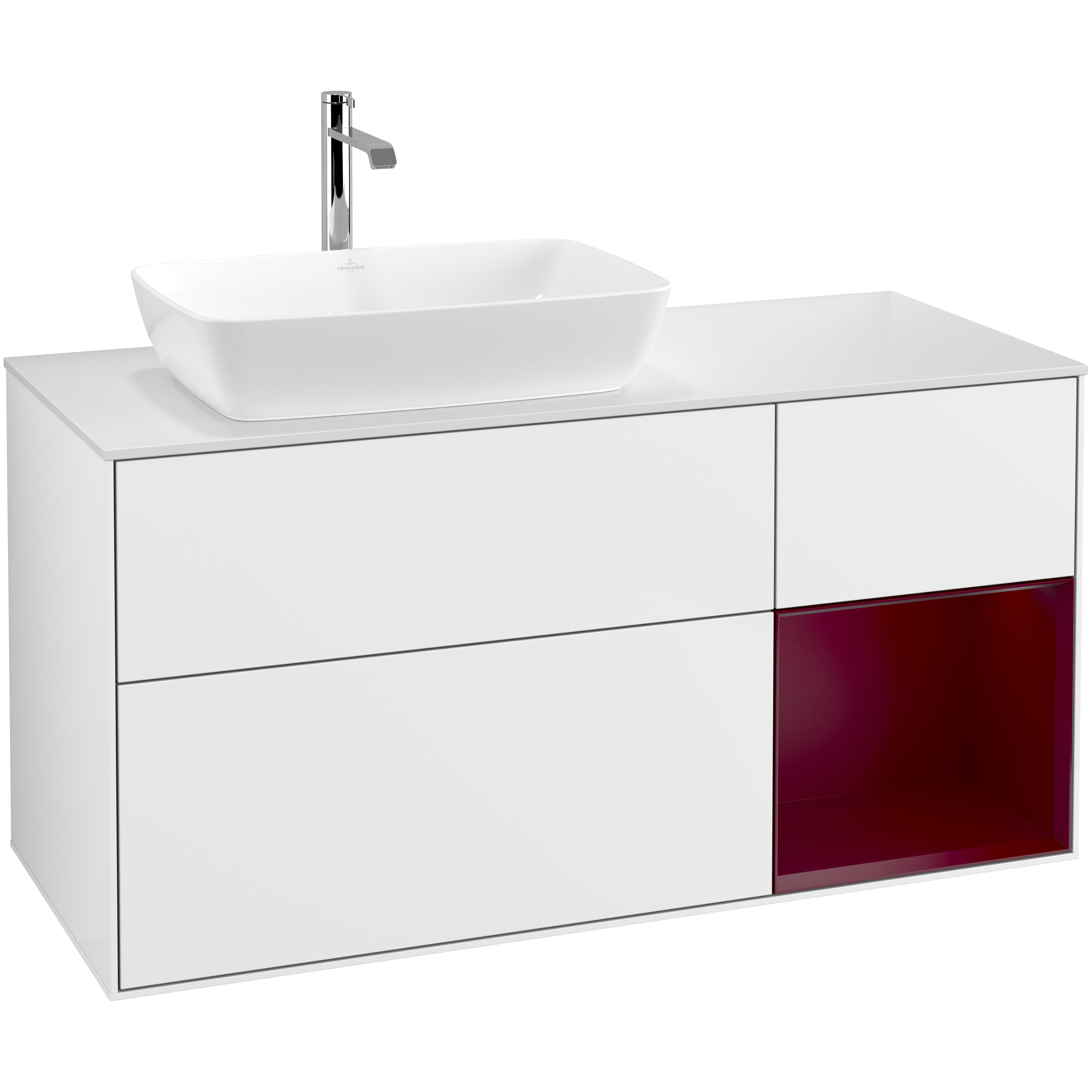 Tvättställsskåp Villeroy & Boch Finion med 3 Lådor Hylla och Bänkskiva för Ocentrerat Tvättställ från Artis & Collaro