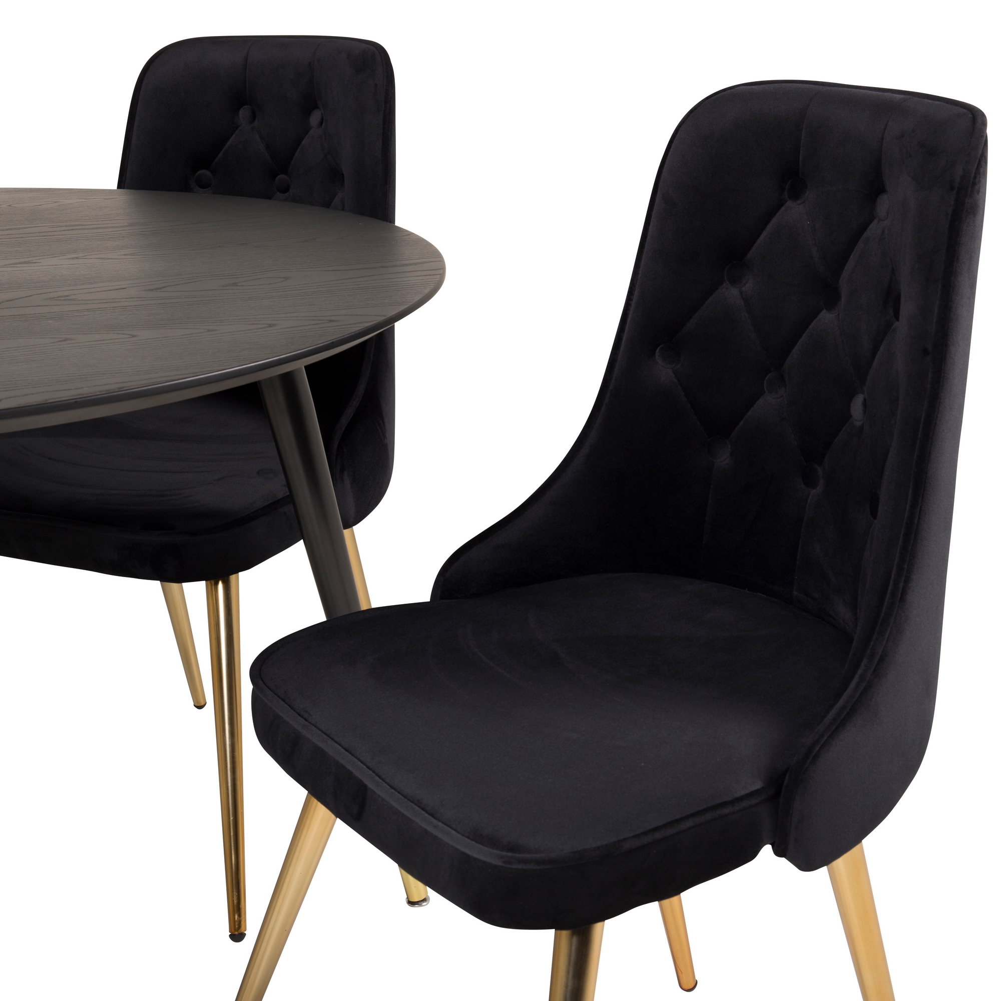 Spisegruppe Venture Home Dipp Ø115 cm med 4 Velvet Deluxe Stoler