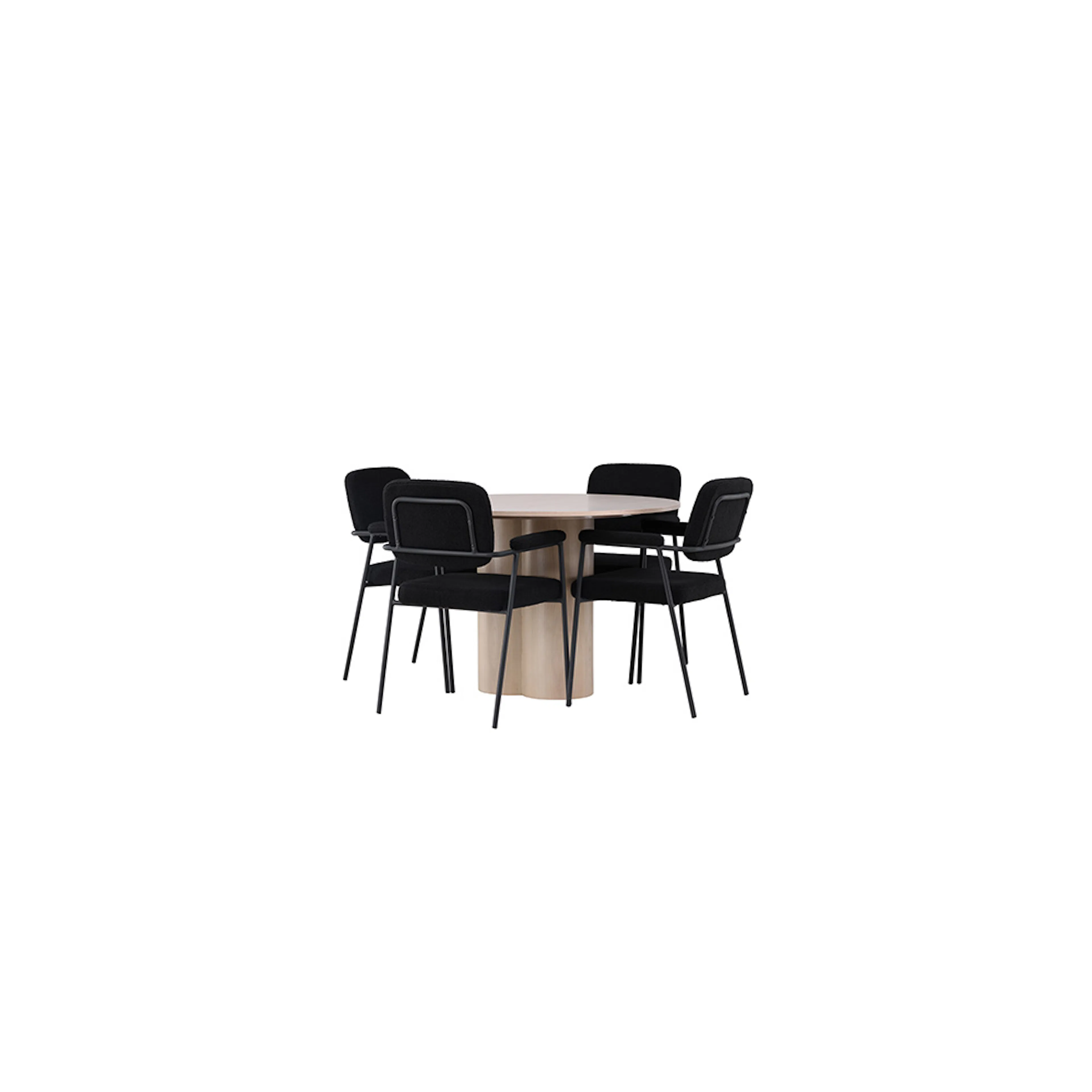Matgrupp Venture Home Olivia Ø110 cm med 4 st Yesterday stol Sort/Natur