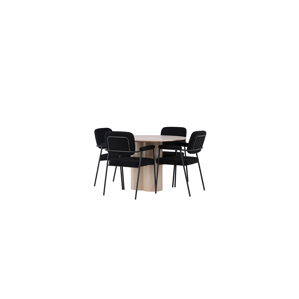 Spisegruppe Venture Home Olivia Ø110 cm med 4 stk Yesterday Stoler