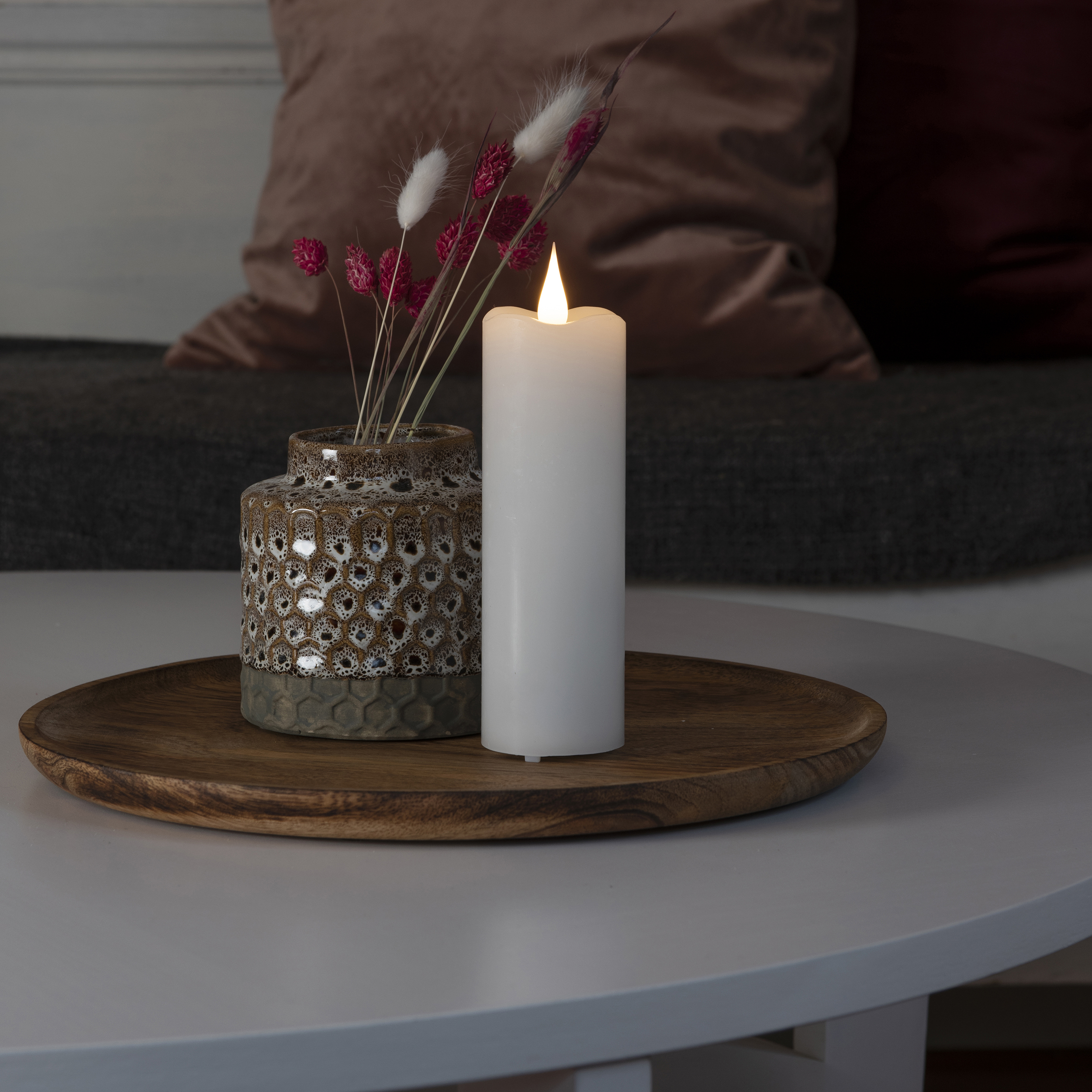 Vokslys Gnosjö Konstsmide 5x15,2 cm LED Hvit
