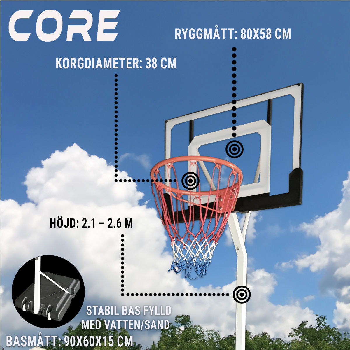Basketkurv Core for Ungdom 2,1-2,6m