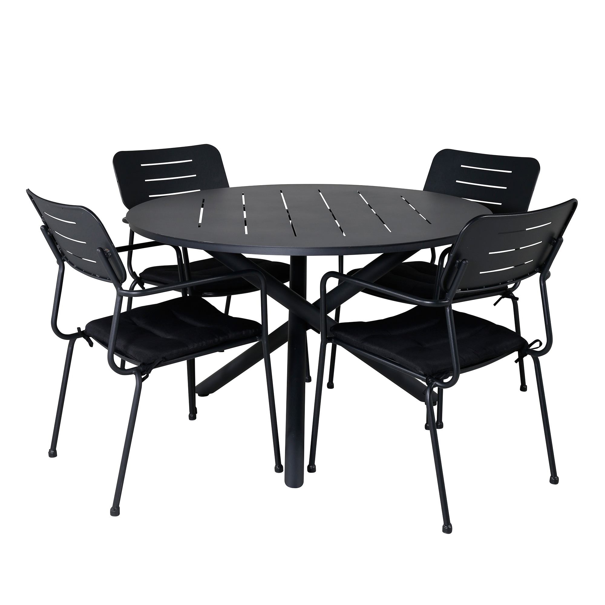 Alma Dining Table - Black Alu - ø120cm+Nicke Dining chair w. Sort/Sort