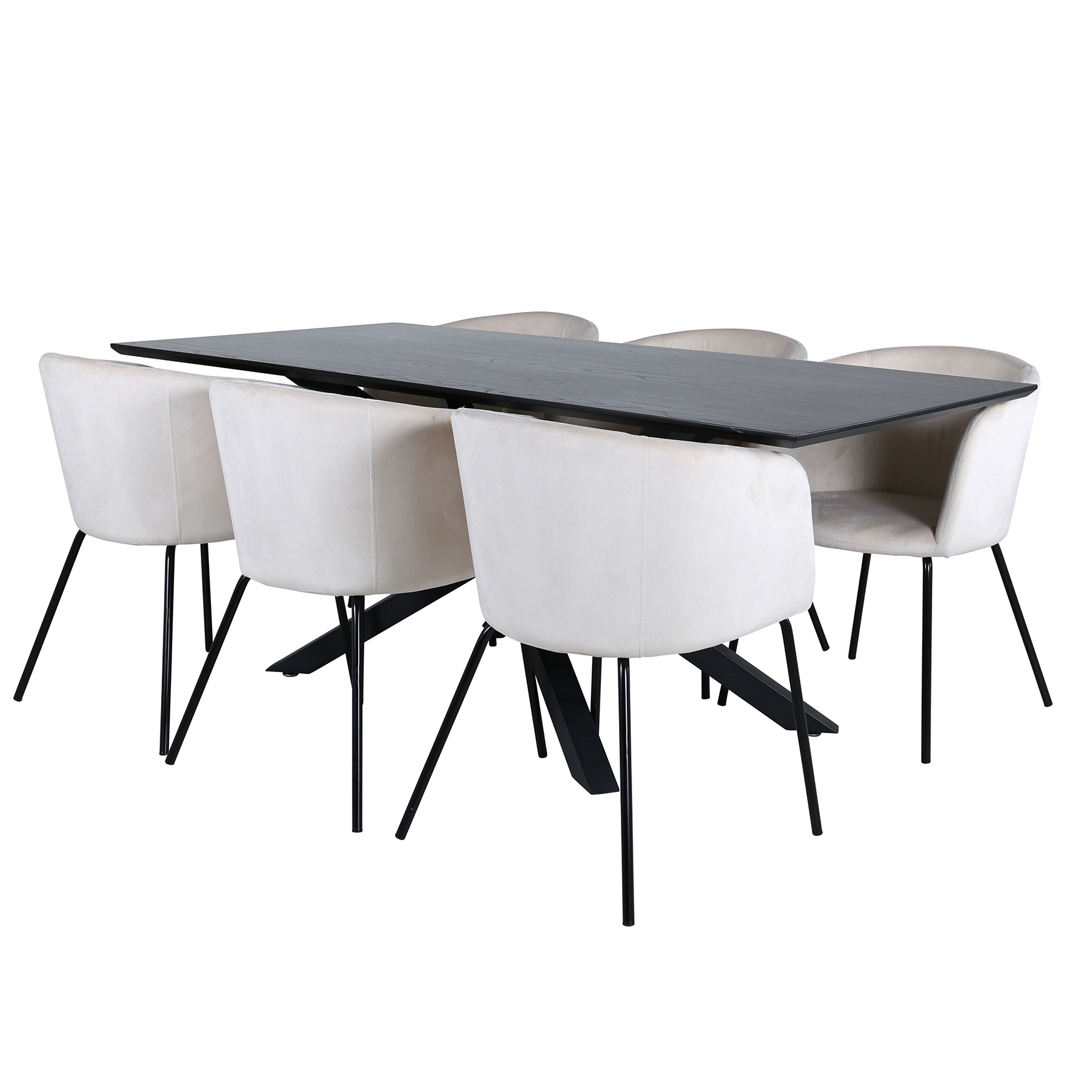 Spisegruppe Venture Home med Piata Spisebord og 6 Bergen Spisestoler i Fløyel