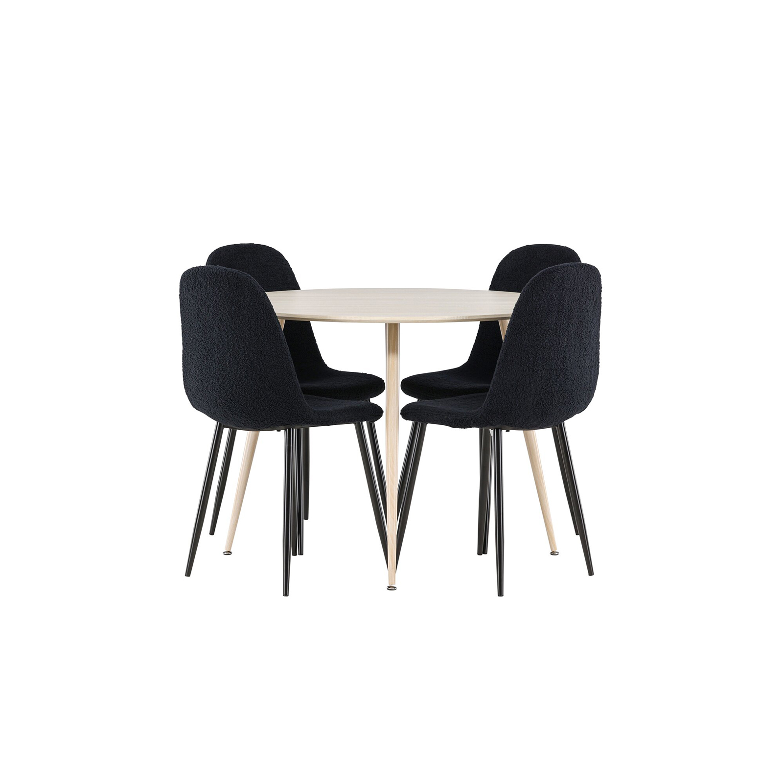 Spisegruppe Venture Home Plaza Ø100 med 4 stk Polar Stoler Teddy