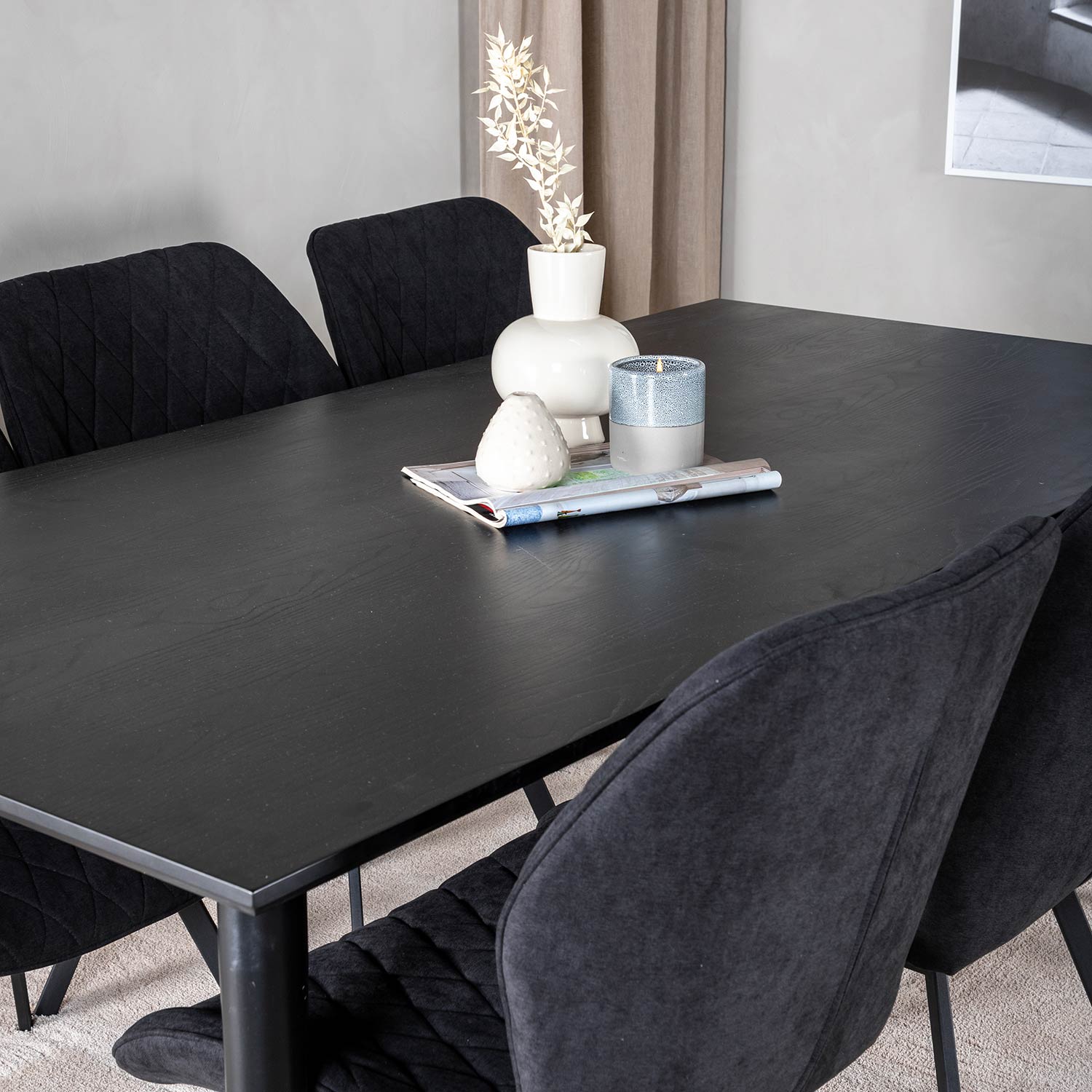 DippTable -Black Veneer+Gemma Chair-Black _6 Sort/Sort