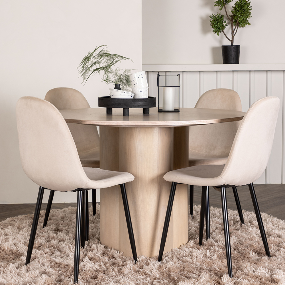 Spisegruppe Venture Home Olivia med 4 Polar Stoler Natur