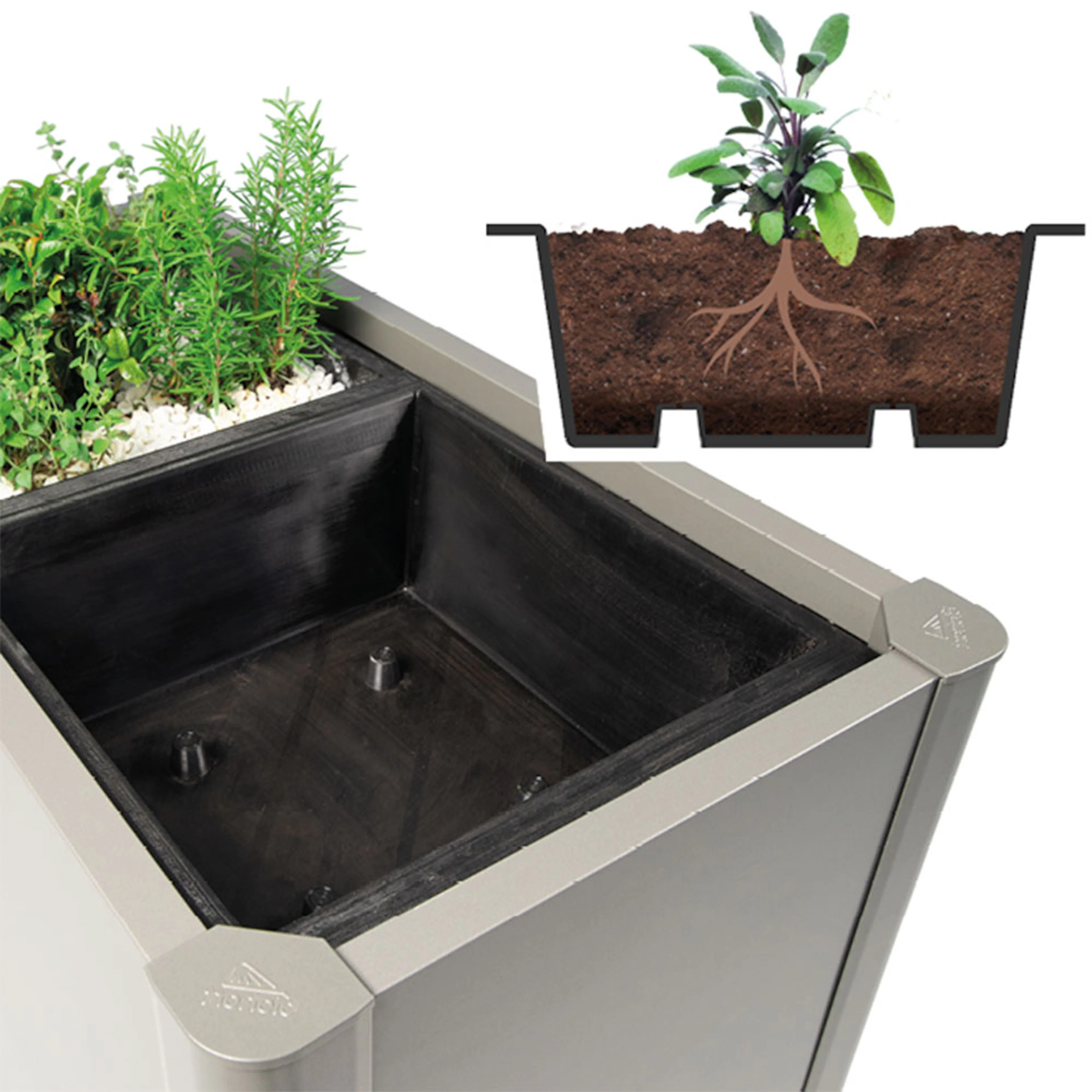 Plast Innlegg Biohort til Plantekasse Belvedere 4 stk