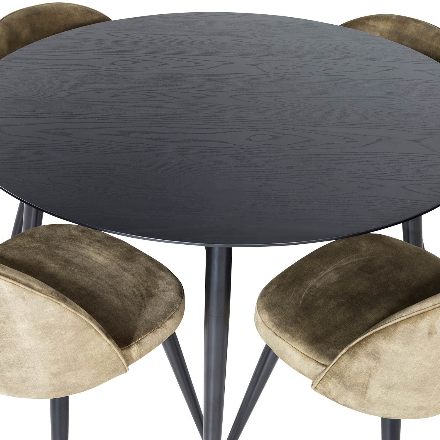 Spisegruppe Venture Home Dipp Ø115 cm med 4 Velvet Stoler