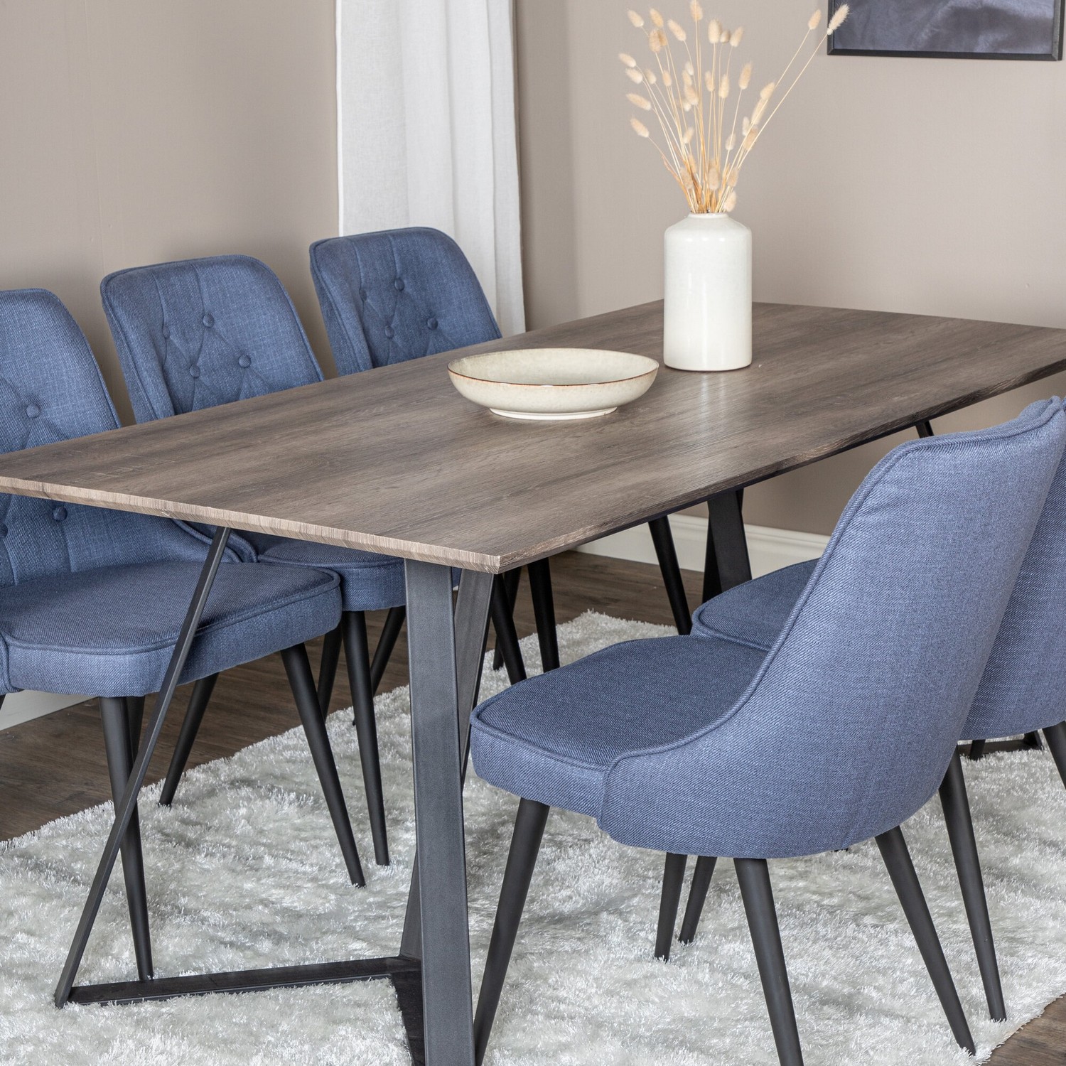 Spisegruppe Venture Home Madde med 6 Vera Stoler Polyester