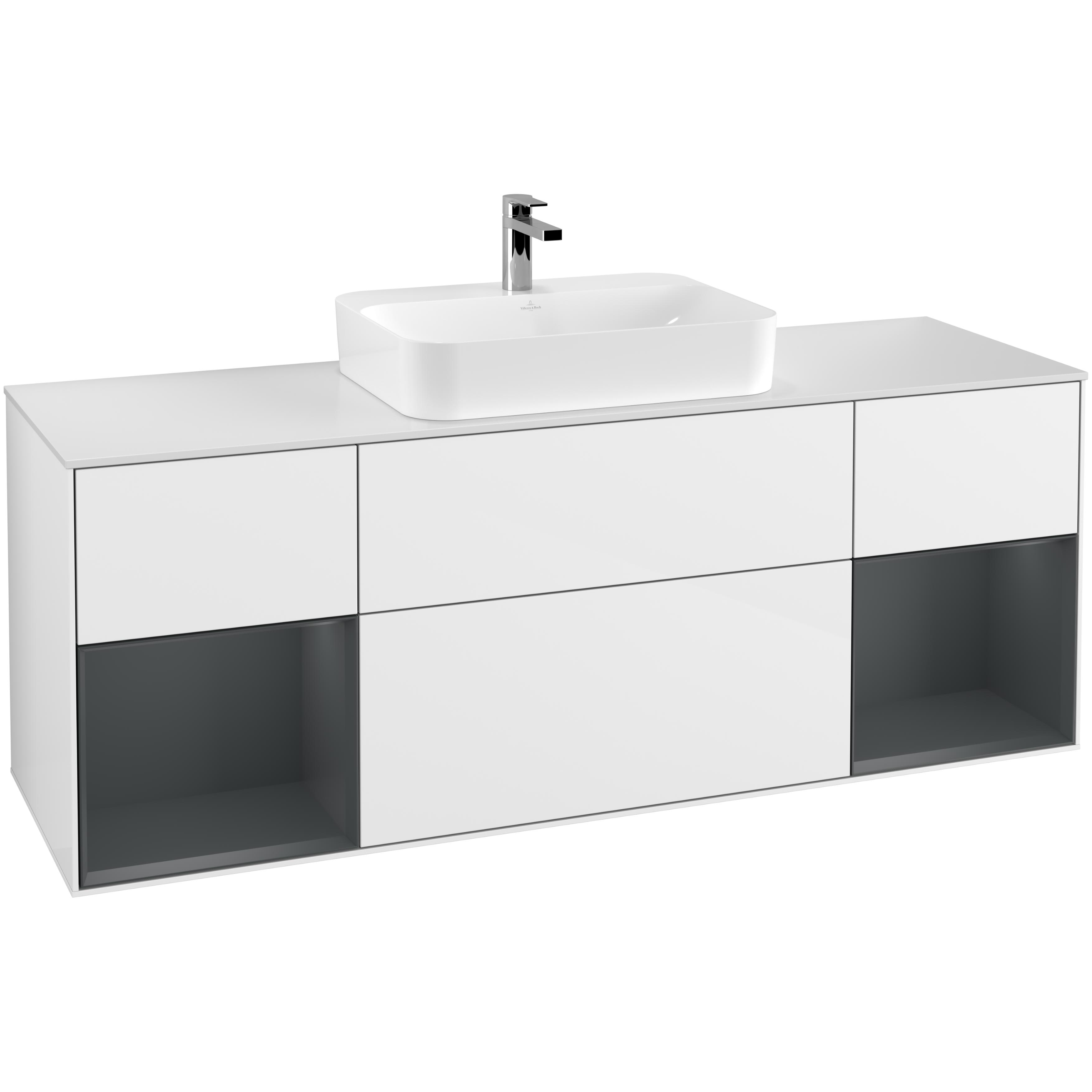 Tvättställsskåp Villeroy & Boch Finion med Två Hyllor och Bänkskiva för Ytmonterat Tvättställ | badrum - badrumsmobler - tvattstallsskap-och-kommod | KakelKungen