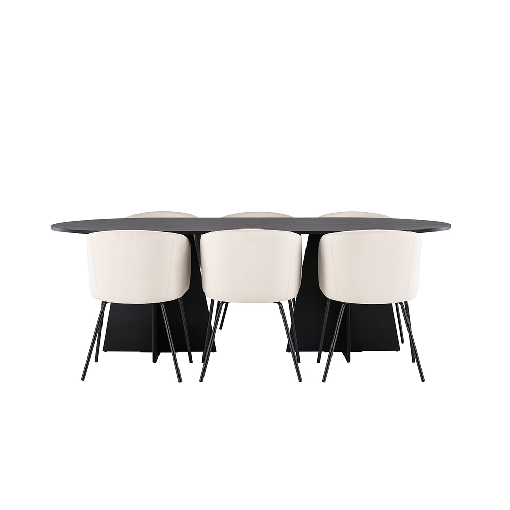 Spisegruppe Venture Home Bootcut Oval med 6 Berit Stoler