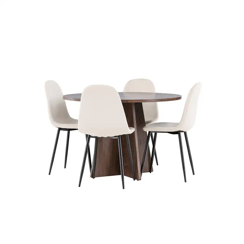 Spisegruppe Venture Home Bootcut Ø110 med 4 stk Polar Stoler Fløyel