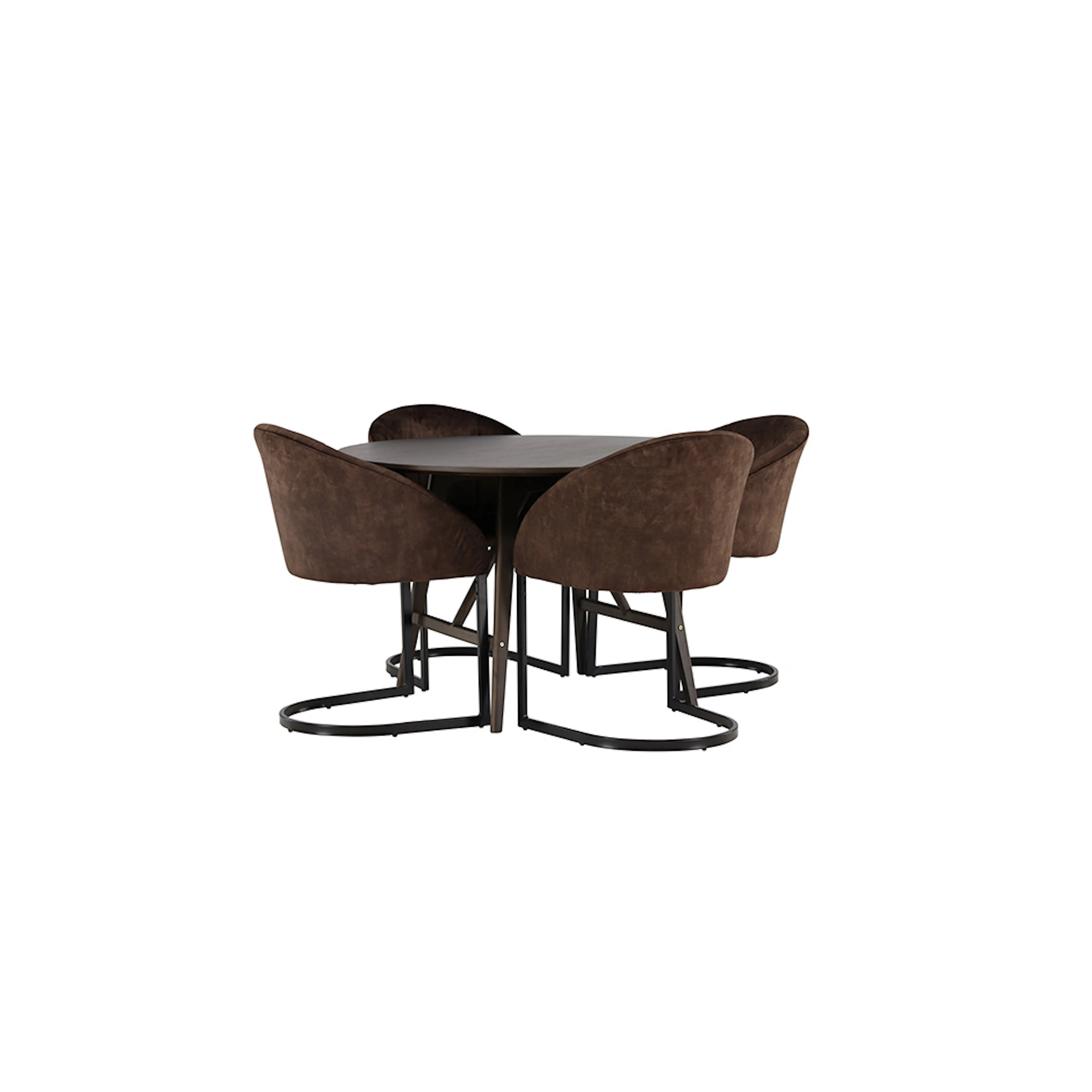 Spisegruppe Venture Home Kaseidon Ø100 cm med 4 stk Evening Stoler