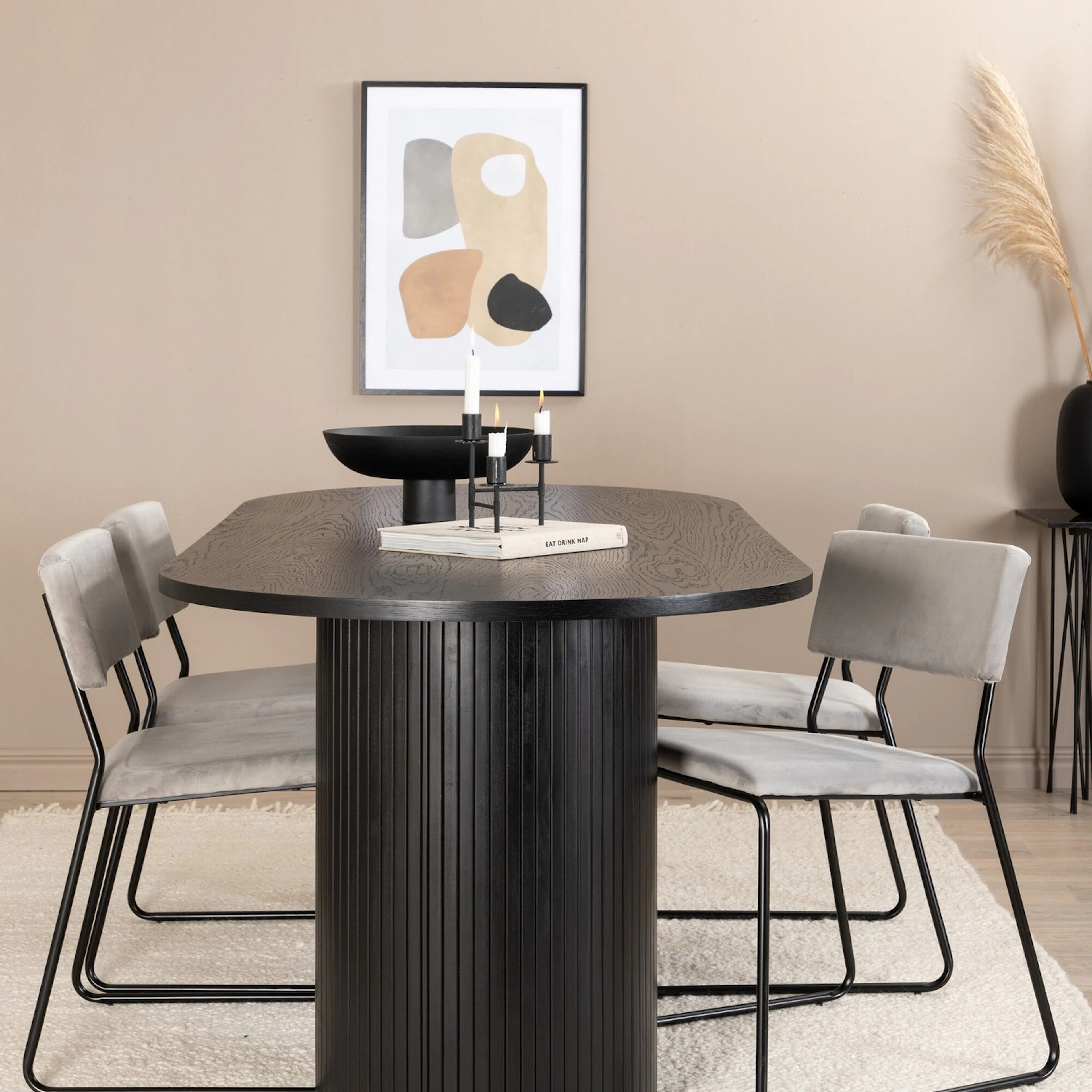 Spisegruppe Venture Home Bianca Sort med 4 Kungshamn Stoler