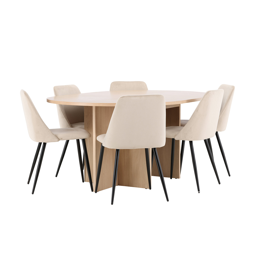 Spisegruppe Venture Home Strada Ø120 cm med 6st Night Spisestoler