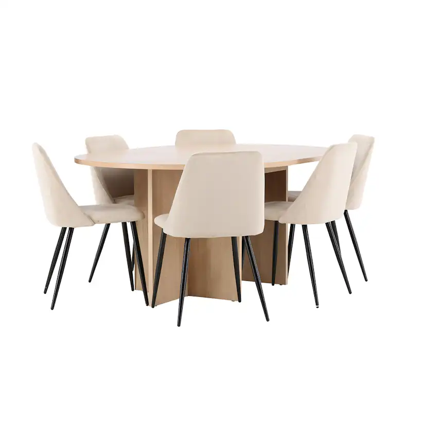 Spisegruppe Venture Home Strada Ø120 cm med 6st Night Spisestoler