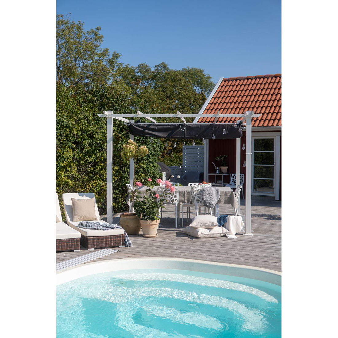 Pergola 3x3 m Vit Hvit/Hvit