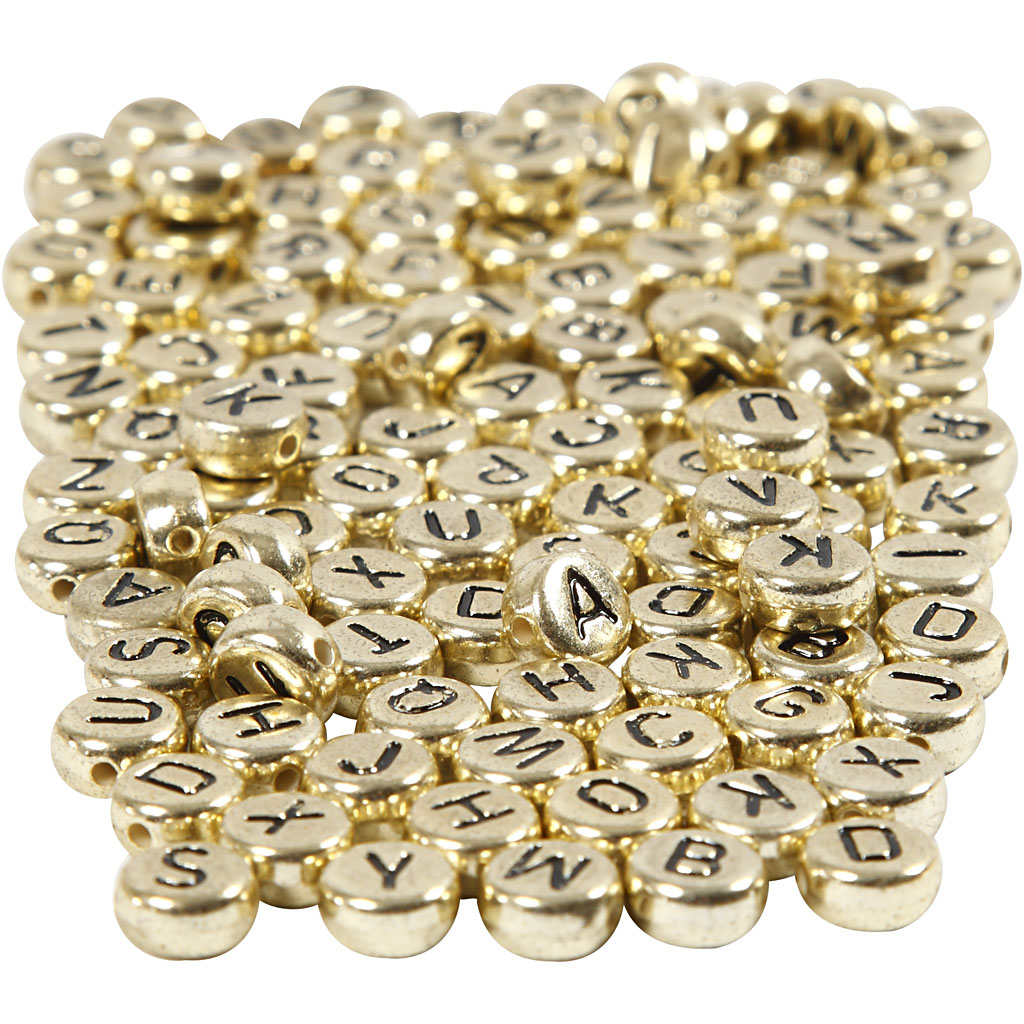 Bokstavperler Creativ Company Gull Dia 7 mm Hullstr 1,2 mm 165 g/1 Pk