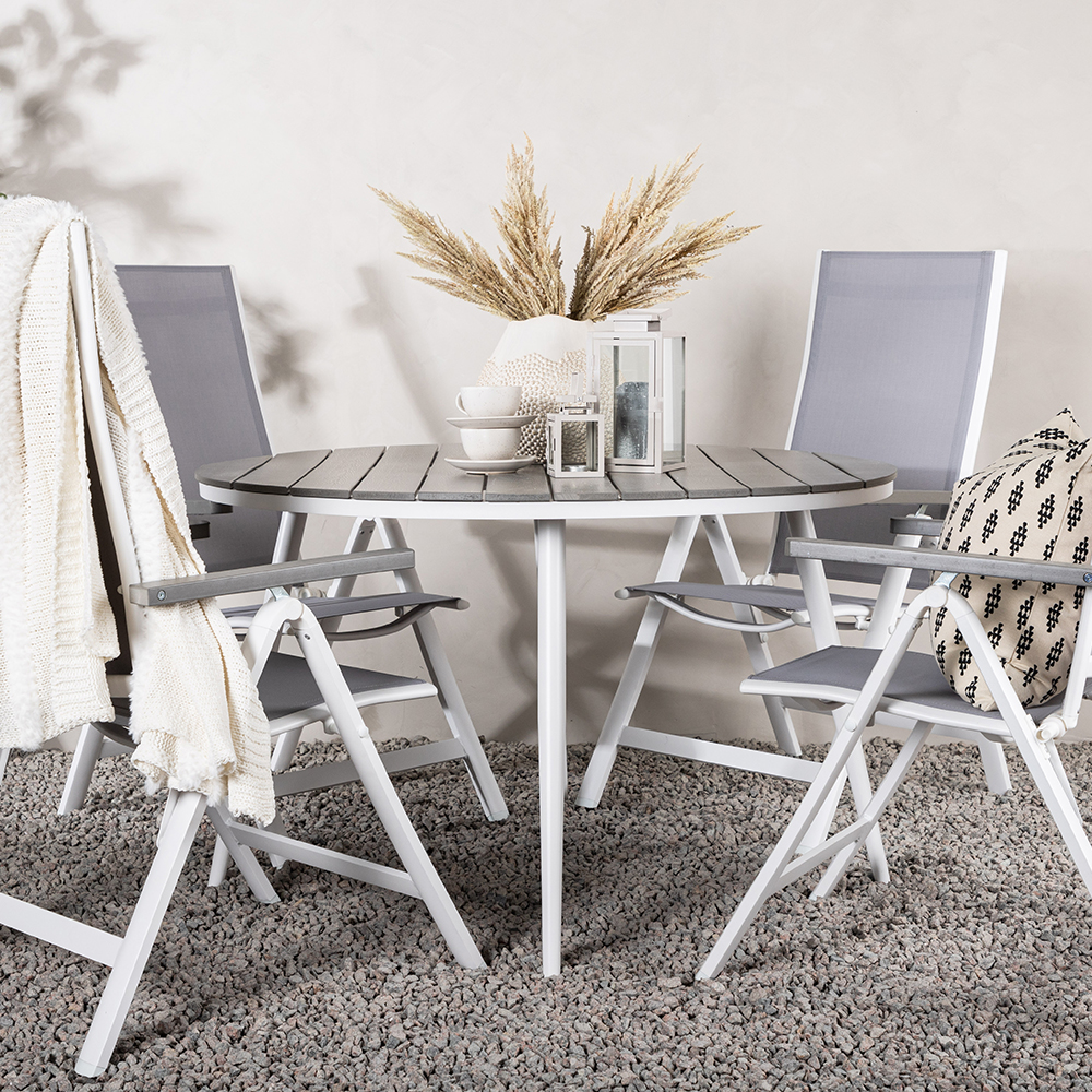 Spisegruppe Venture Home Break Ø120 cm med 4 Albany Stoler