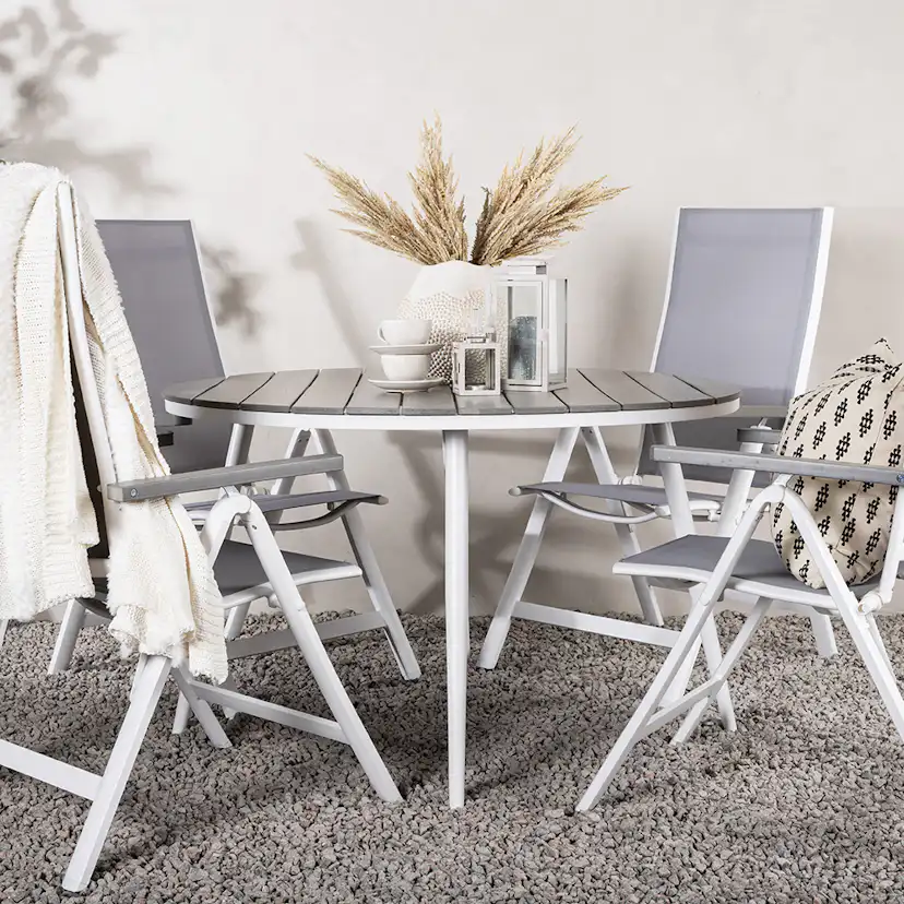Spisegruppe Venture Home Break Ø120 cm med 4 Albany Stoler